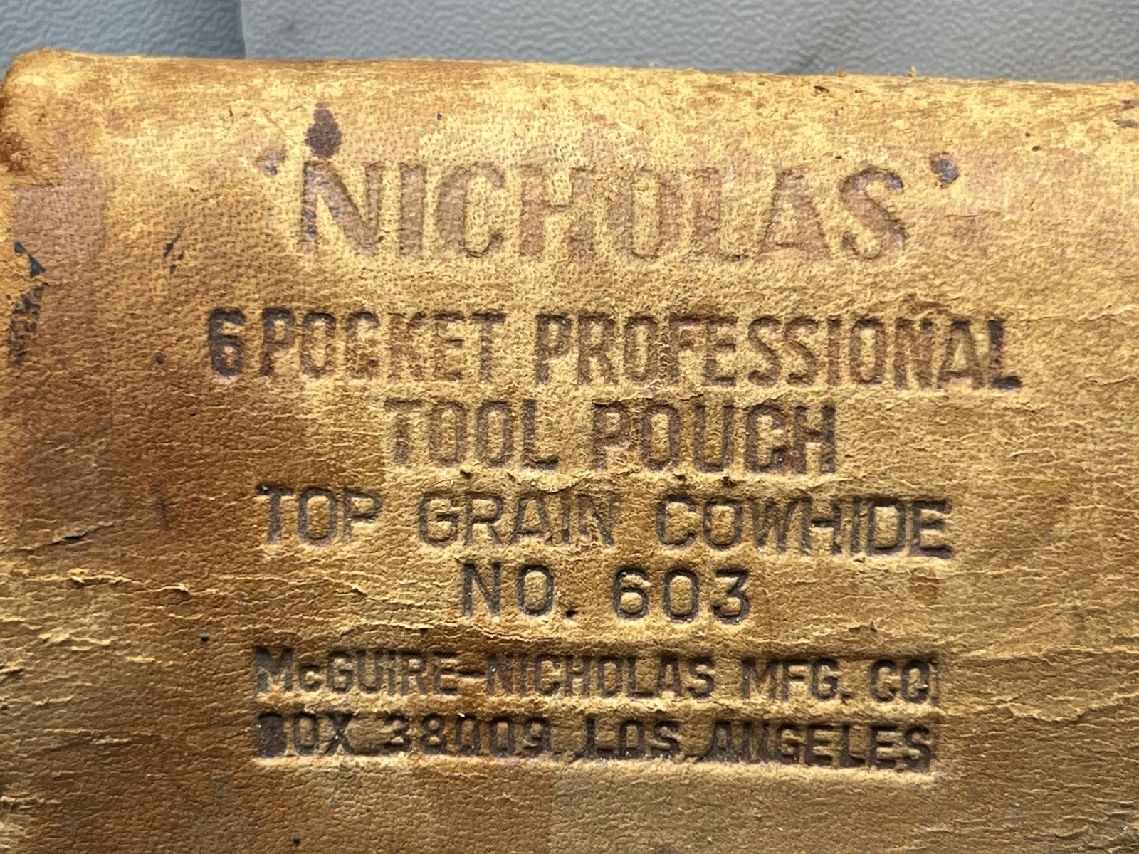 Vintage Nicholas 6 Pocket Leather Tool Pouch Top Grain Cowhide USA Made 8.5×9