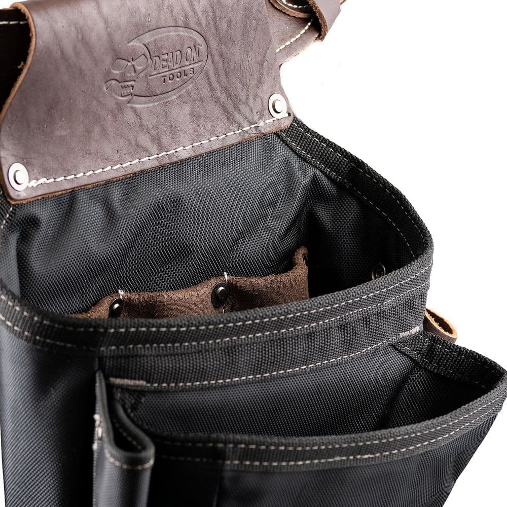 DEAD ON TOOLS Leather Hybrid Weather-Resistant Tool Belt w/ Suspenders in Black