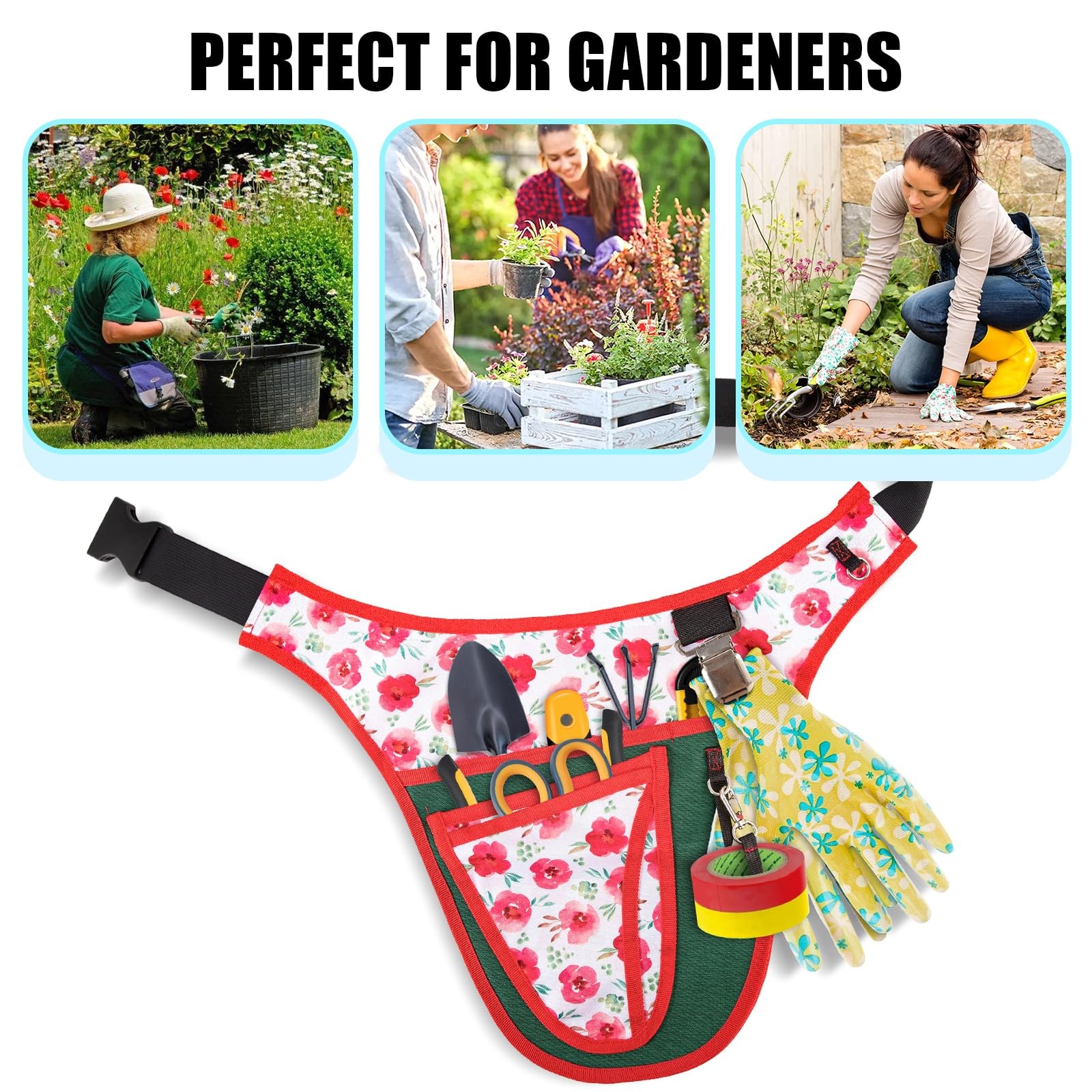 Garden Tool Belt Multi Pocket Apron Utility Organizer Adjustable Waist Pouch