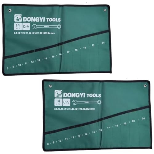 Wrench Roll Up Pouch 14 Slot Canvas Tool Bag Organizer 8mm to 24mm Metric Set 2