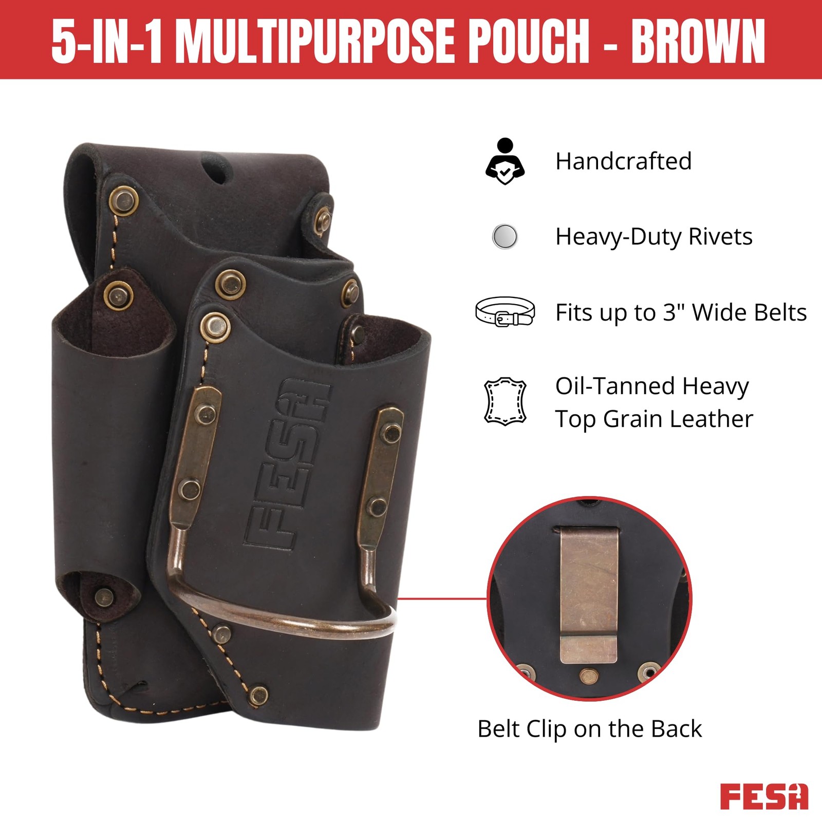 Fesa Small Leather – Top Grain Leather Small A Steel Hammer