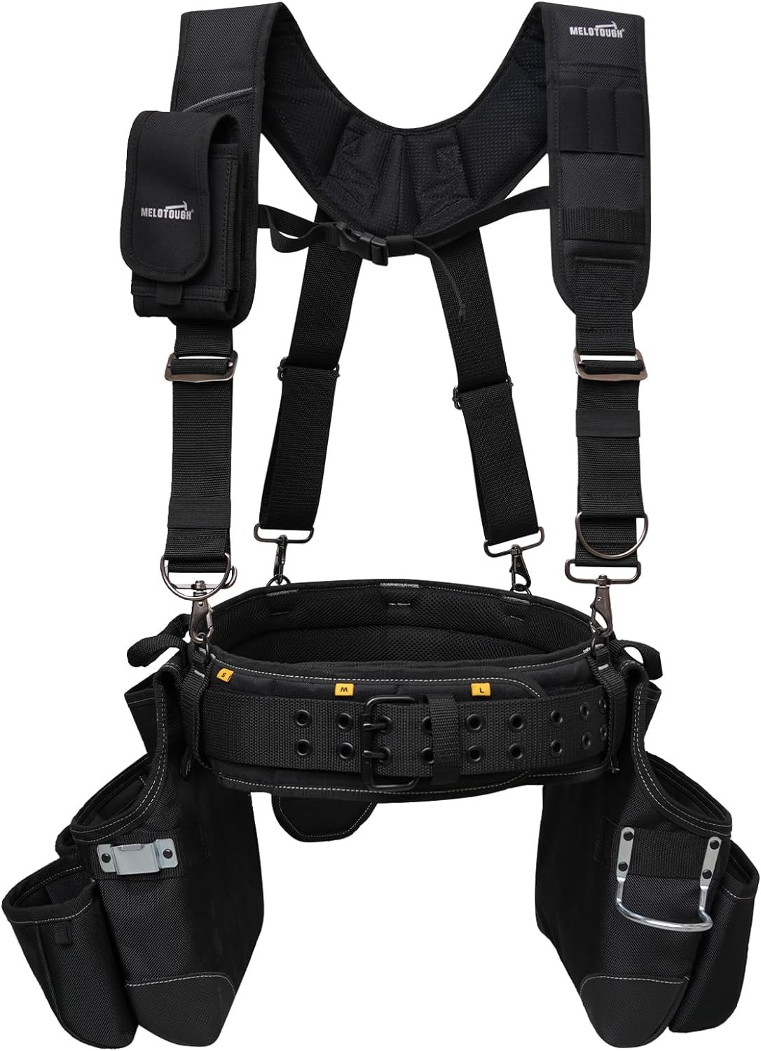 MELOTOUGH Tool Belt with Suspenders Framer Combo System, Black