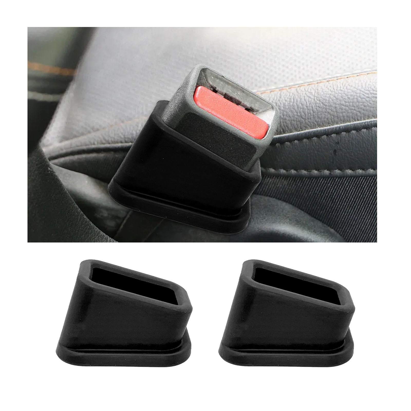 Kewucn 2 PCS Car Seat Belt Buckle Holder, 1.88×2.08×3.03 inches, Black