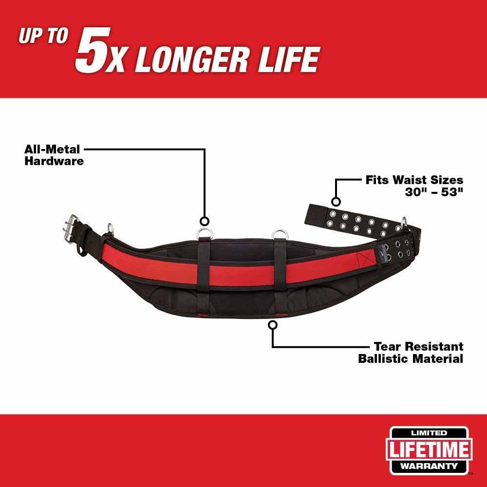 Milwaukee 48-22-8140 Heavy Duty Padded Work Belt, 1680Denier Ballistic Nylon