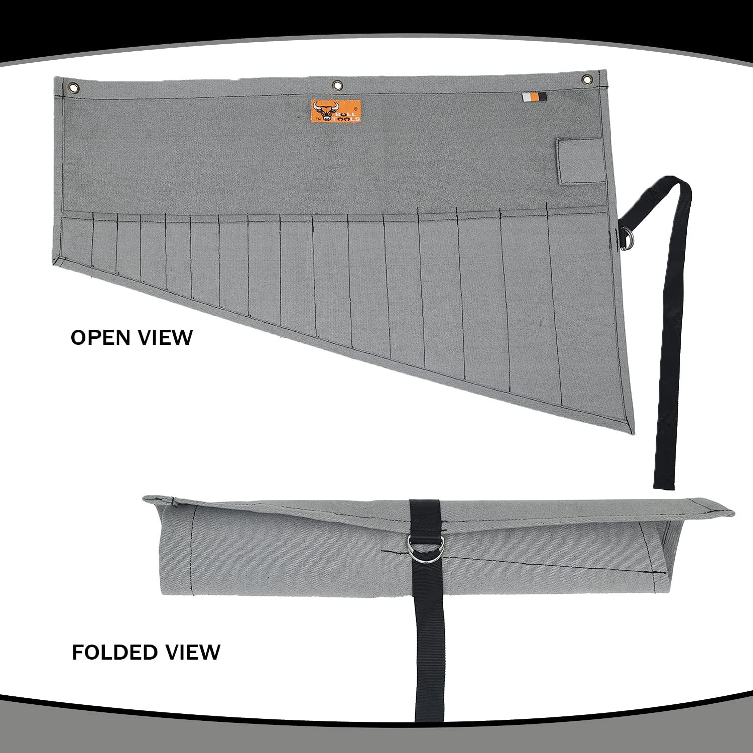 Roll up Tool Bag Organizer 16 Pockets Metric & SAE Wrench Organizer Heavy Duty C