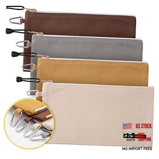 Utility Bag, Canvas Zipper Tool Bags – Heavy Duty White, Gray, Tan, Brown