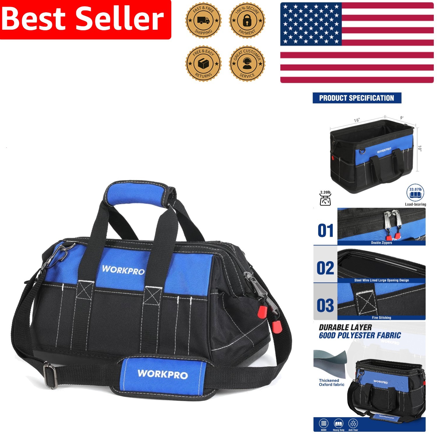Wide Mouth Durable 600D Polyester Waterproof Base Organizer