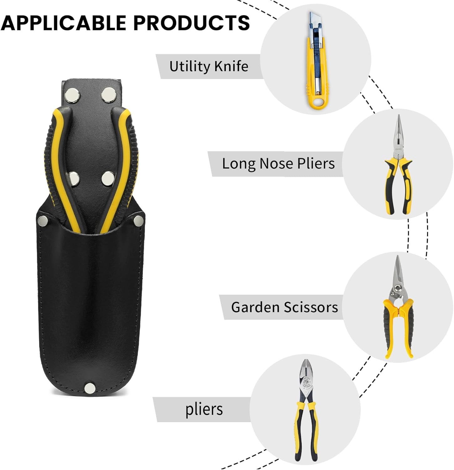 Genuine Leather Plier and Knife Holder Pouch for Gardening Tools