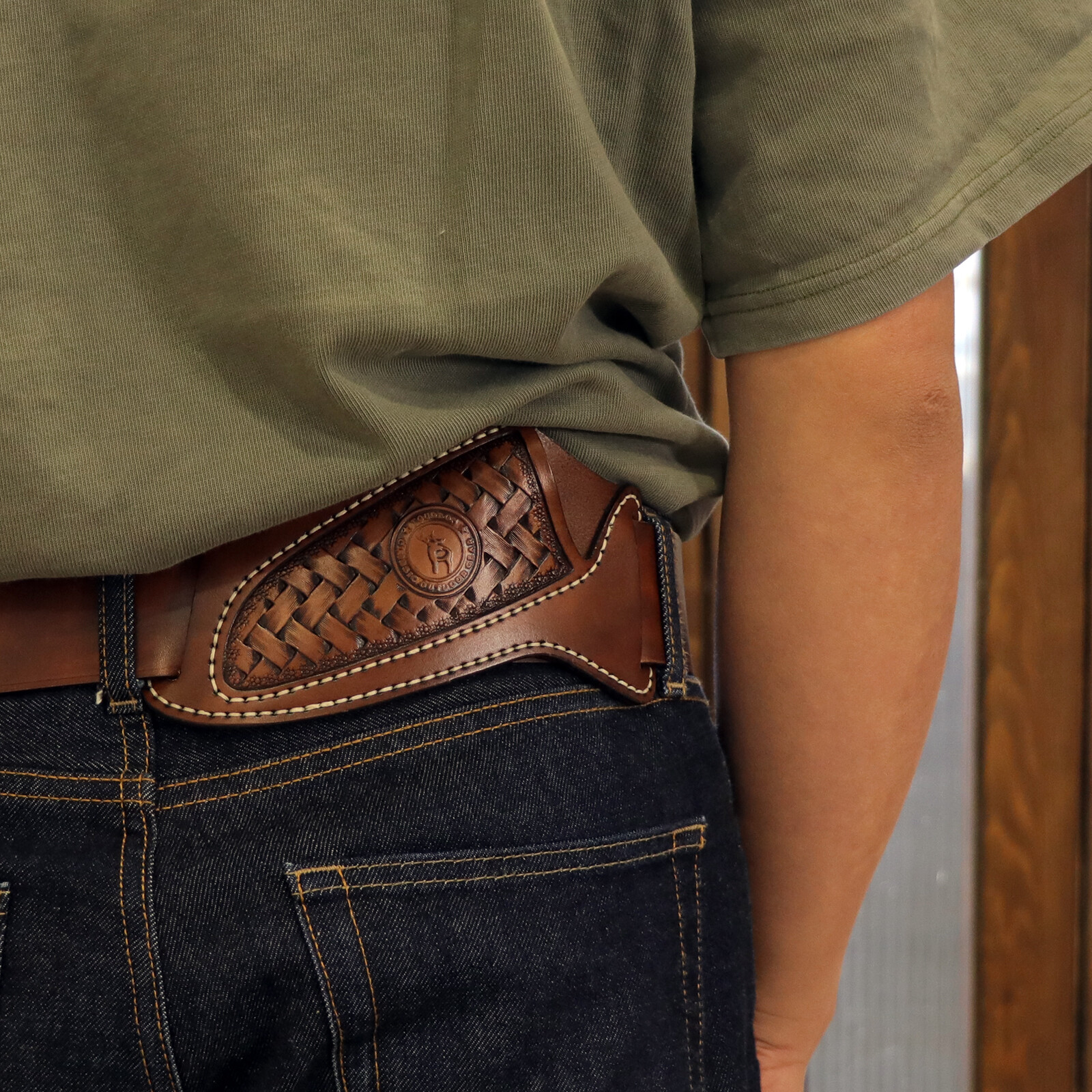 TOURBON Slanted Pancake Knife Sheath Fixed Blade Belt Holster Hunting Camping