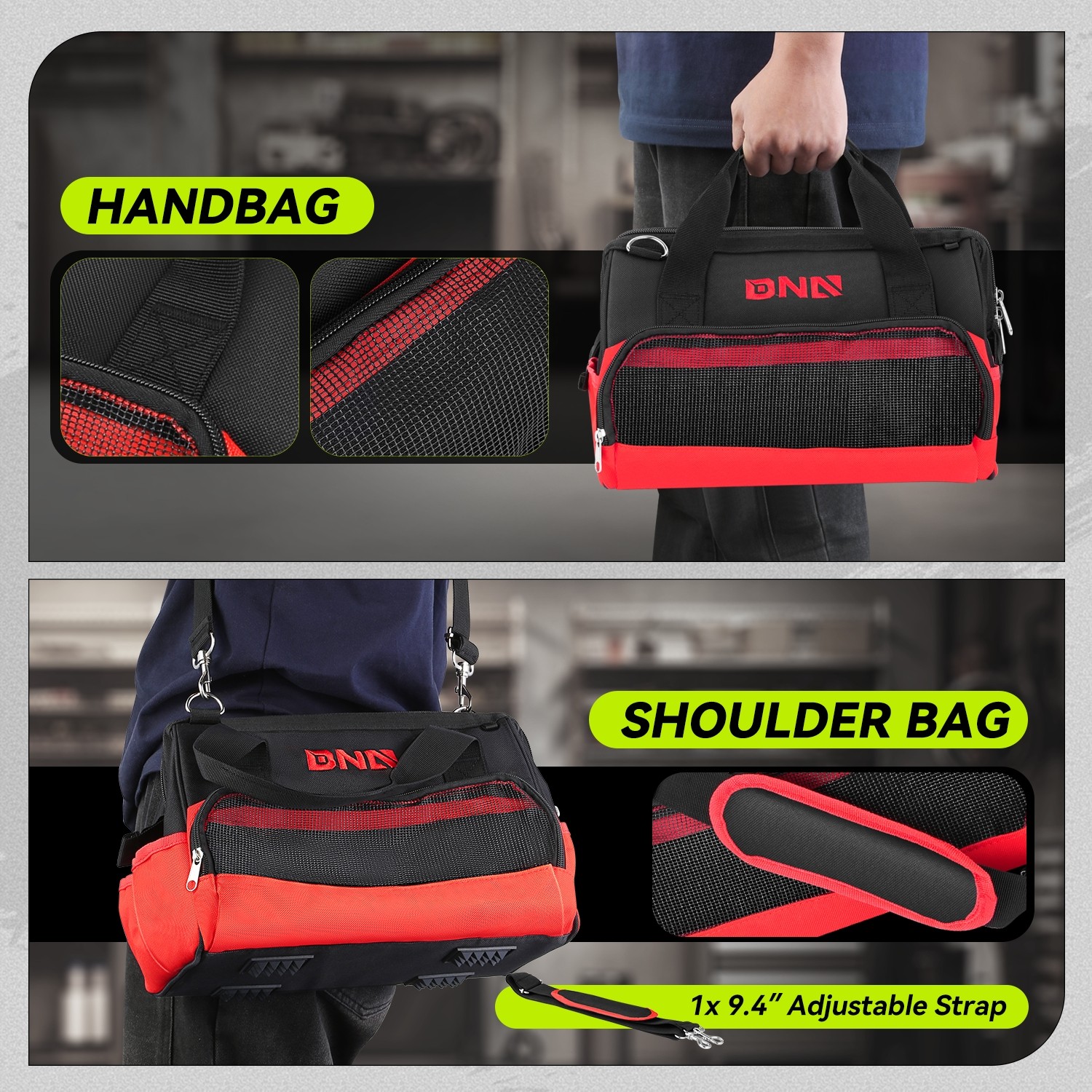 12.2″x7.8″x9.4″ Red 600 Denier Oxford Waterproof Bag w/Adjustable Shoulder Strap