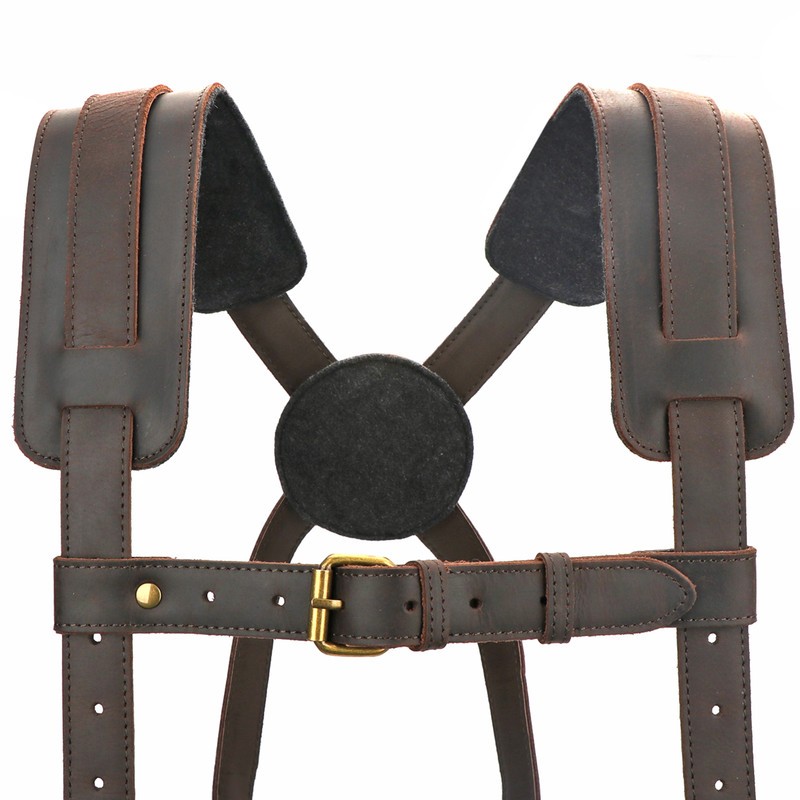 TOURBON Leather Tool Harness Suspenders Belt for Carpenter & Contractor Working