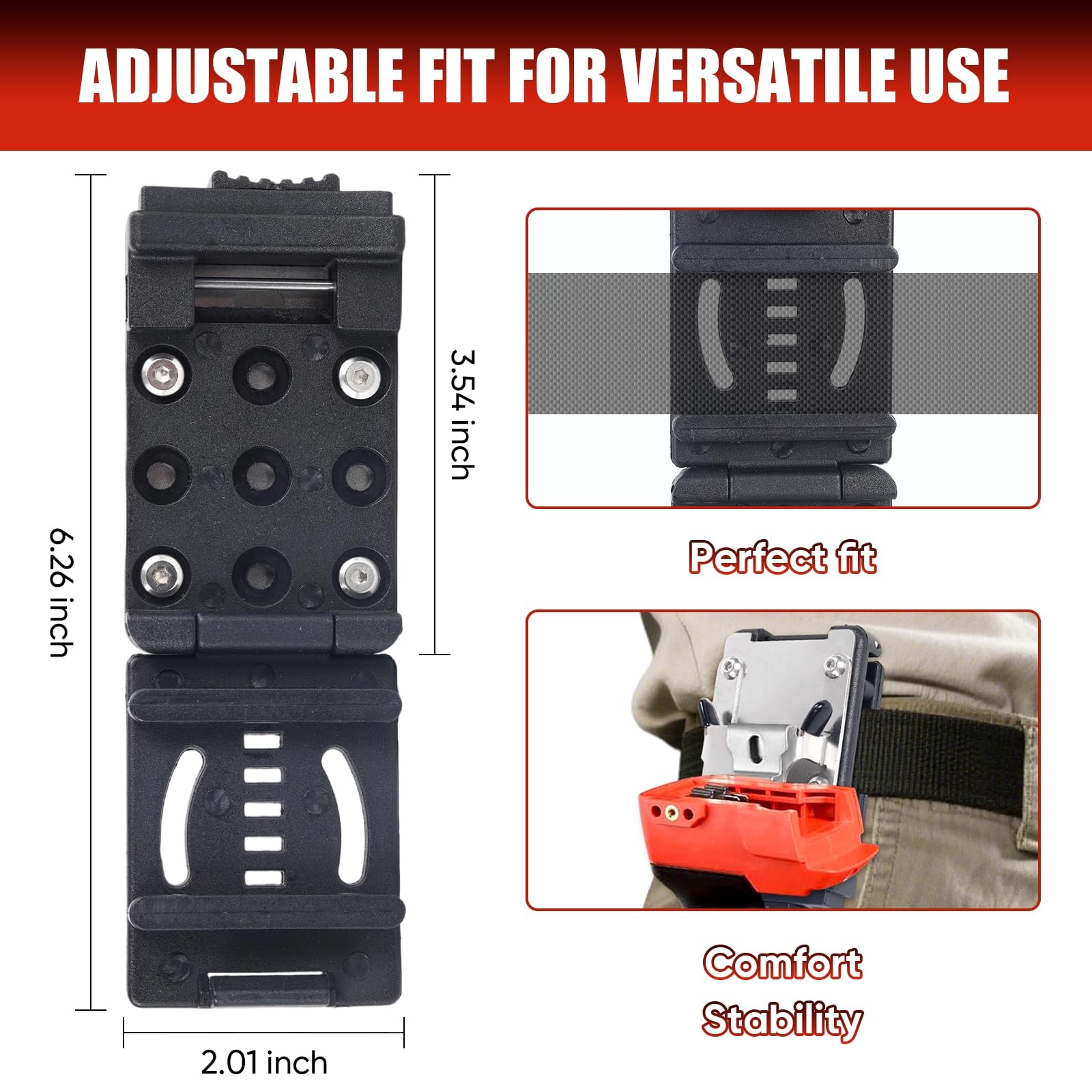 Drill Holder Belt Clip Hook Holster Cordless Driver Tape Measure Fits 2.1 In