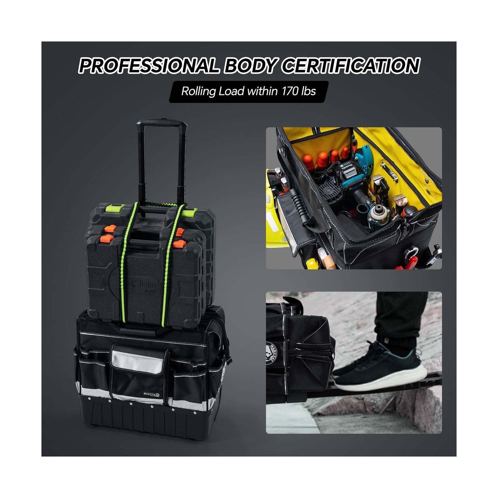 MARUTAI 18» Rolling Tool Bag, Waterproof Tool Bag with Wheels, Portable Stor…