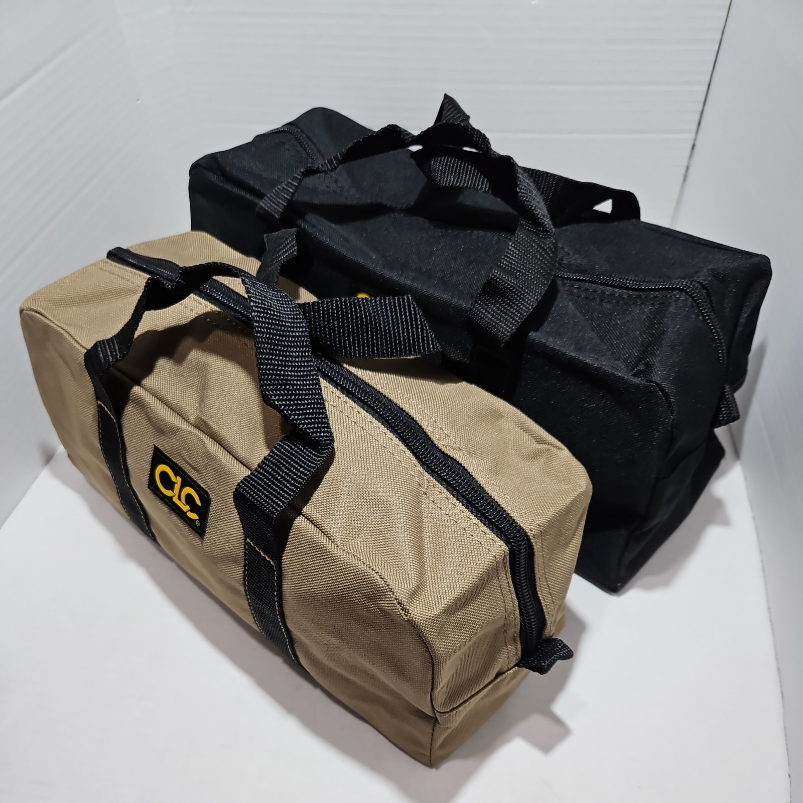 2 multi-purpose bags CLC Work Gear Tool Works Black and Tan Zipper Closure