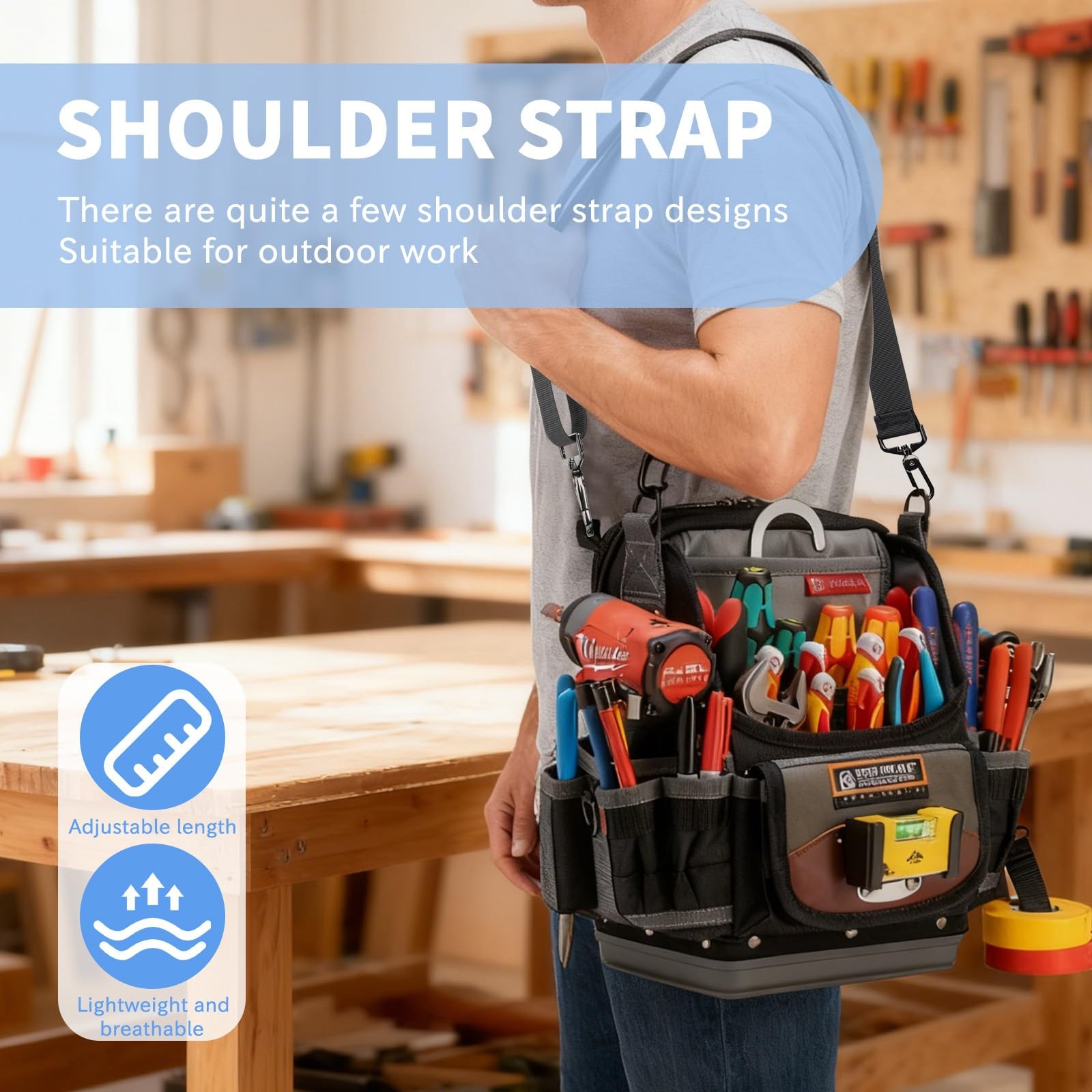 63″ Padded Adjustable Shoulder Strap with Veto Pac, Durable Bag Strap with He…
