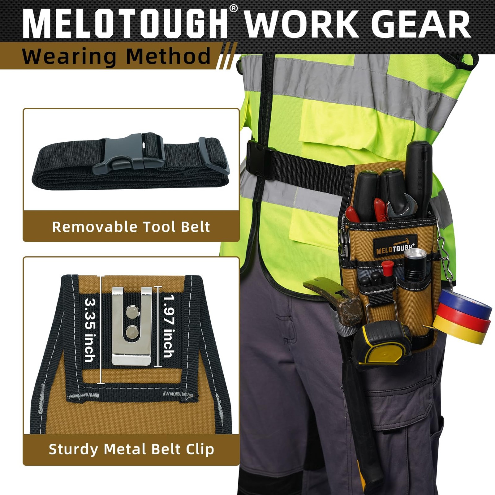 MELOTOUGH Pocket Tool Pouch Tool Belt Pouches with Belt Clip Utility Mini Too…
