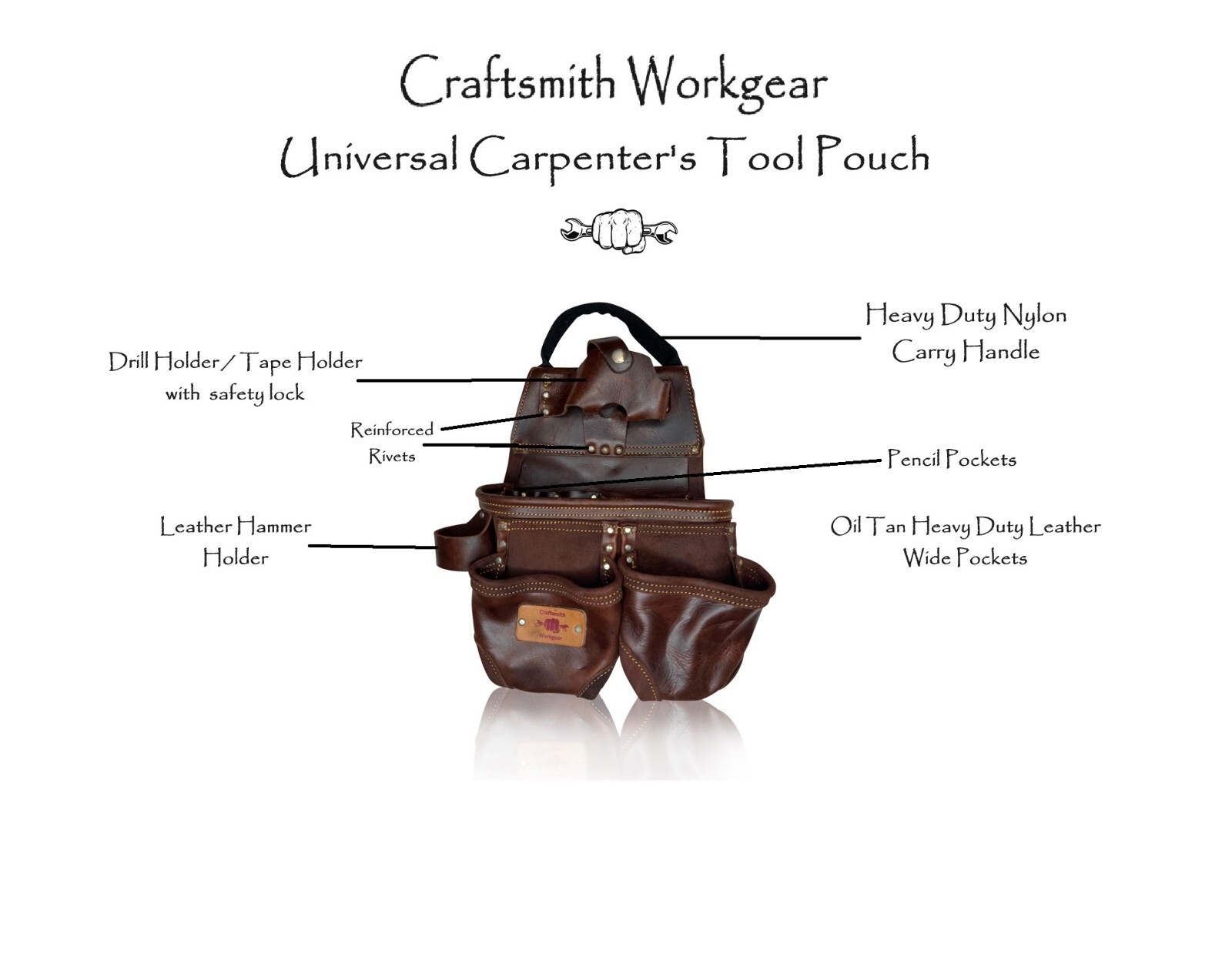 Oil Tan Leather Tool Bag Framer Electrician Carpenter Leather Bag Drill Holder