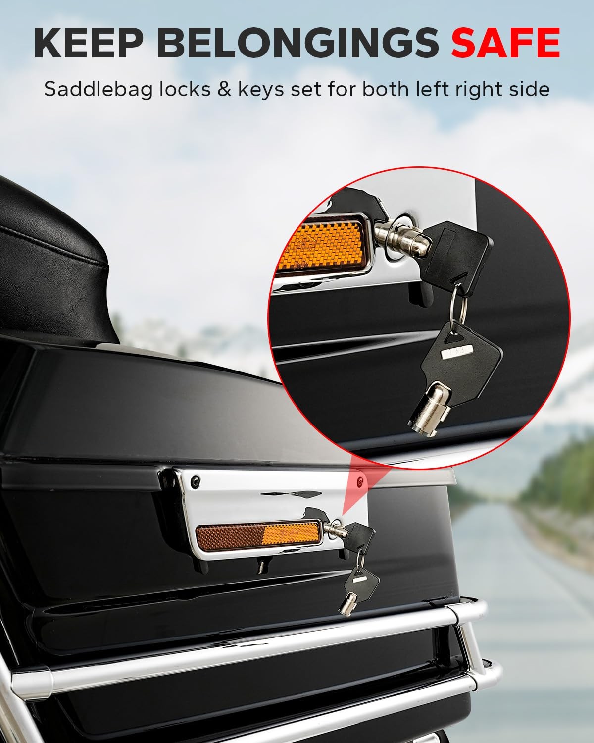 Amazicha 2 Keys Saddlebag Lock Set Hard Saddle Bag Hardware Compatible for Ha…