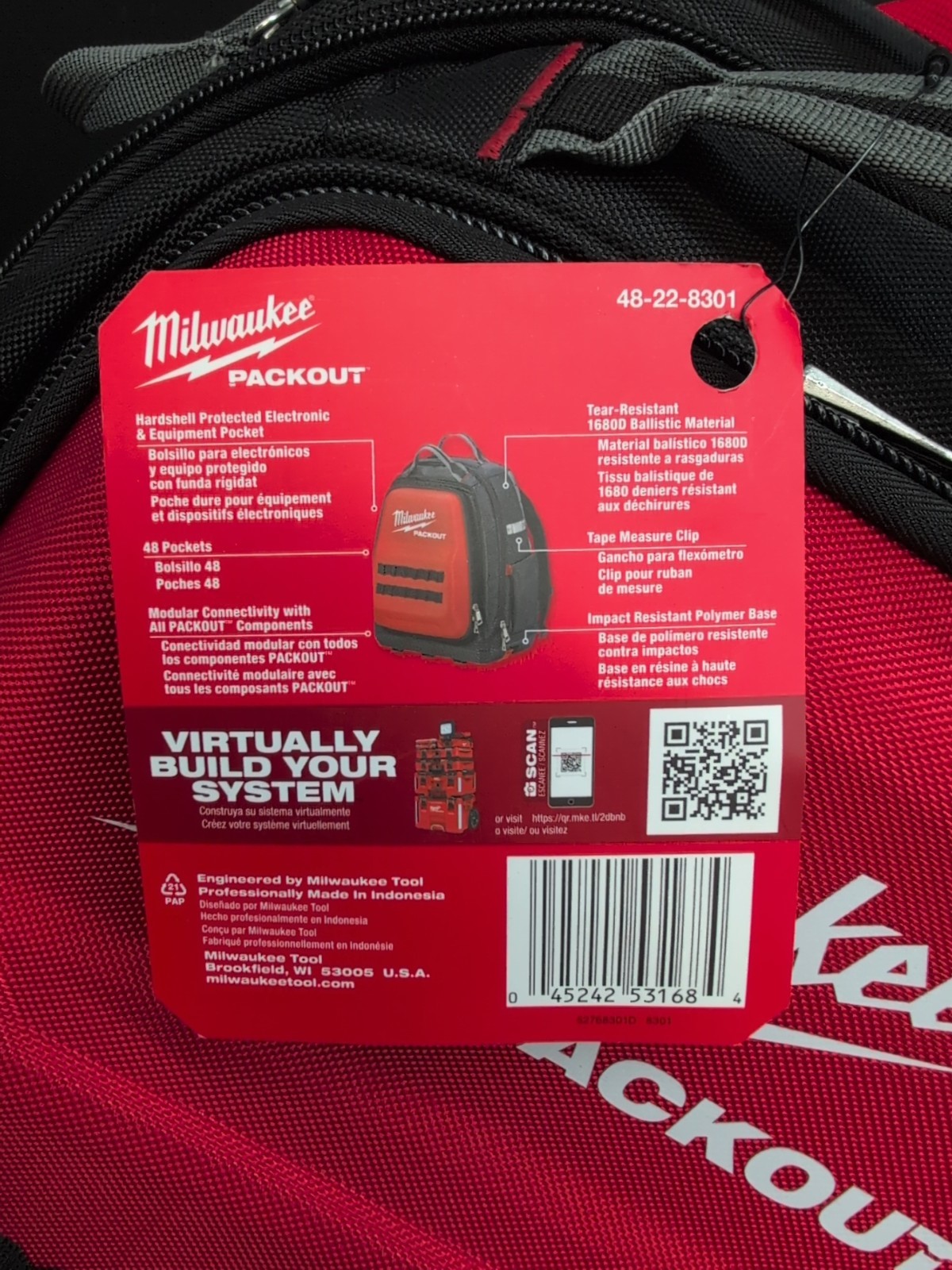 Milwaukee 48 Pocket Tear-Resistant Packout Modular Storage Backpack 48-22-8301