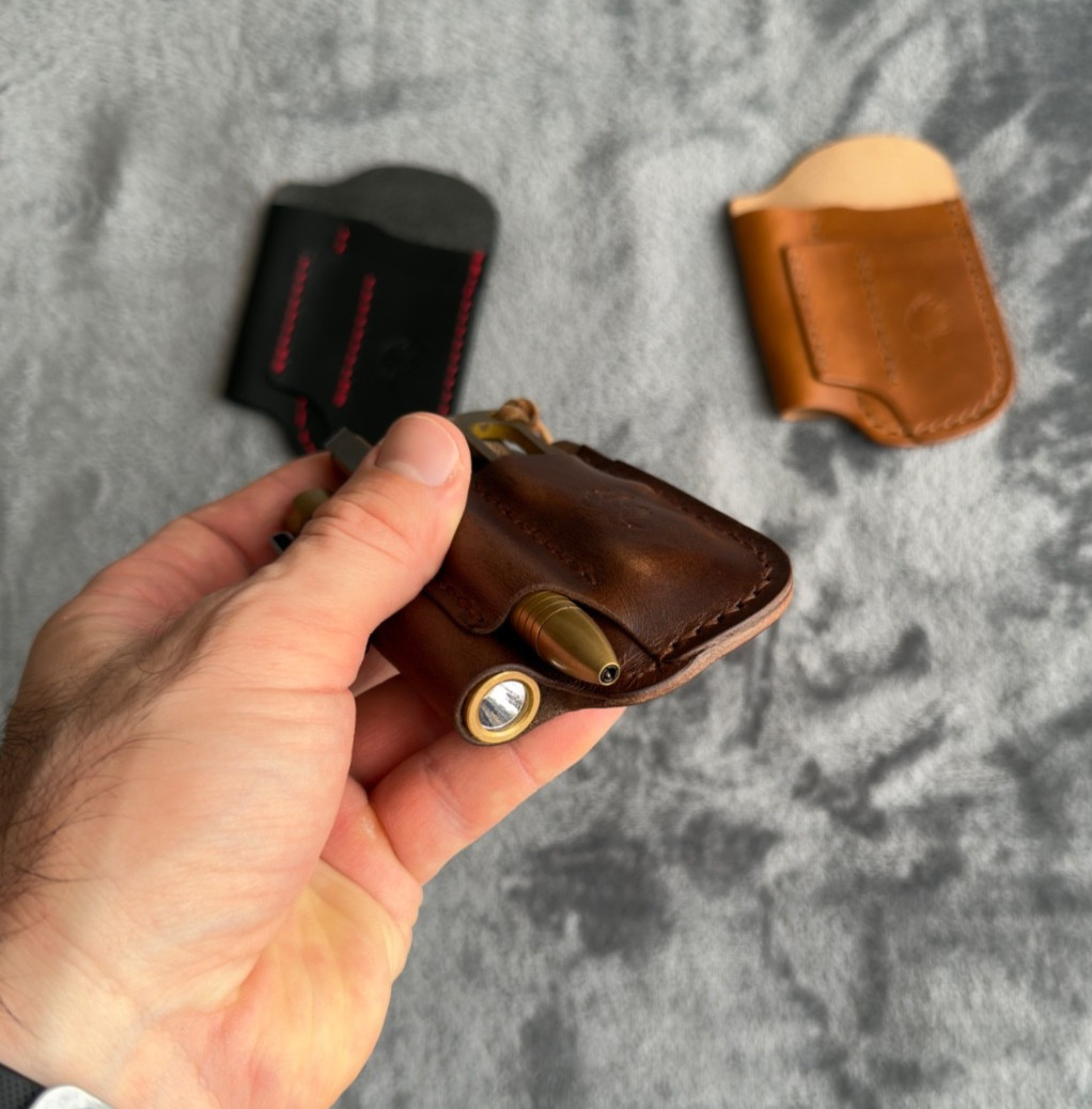 Handmade Dark Brown Leather Edc Pocket Organizer, Leather Edc Pouch, Edc Caddy