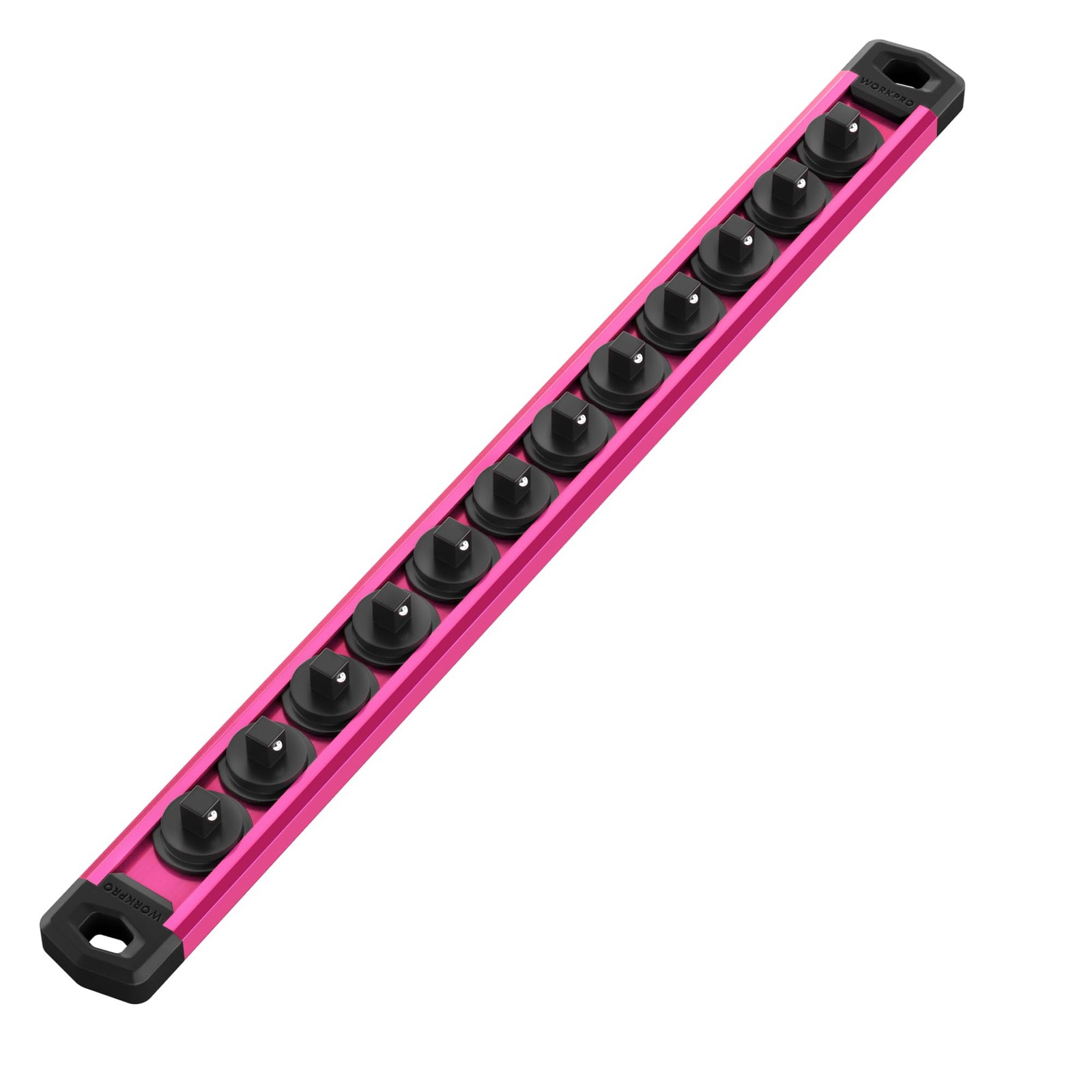 WORKPRO Magnetic Socket Organizer, 1/4-Inch Drive Aluminum 1/4″ DR, Rose Red