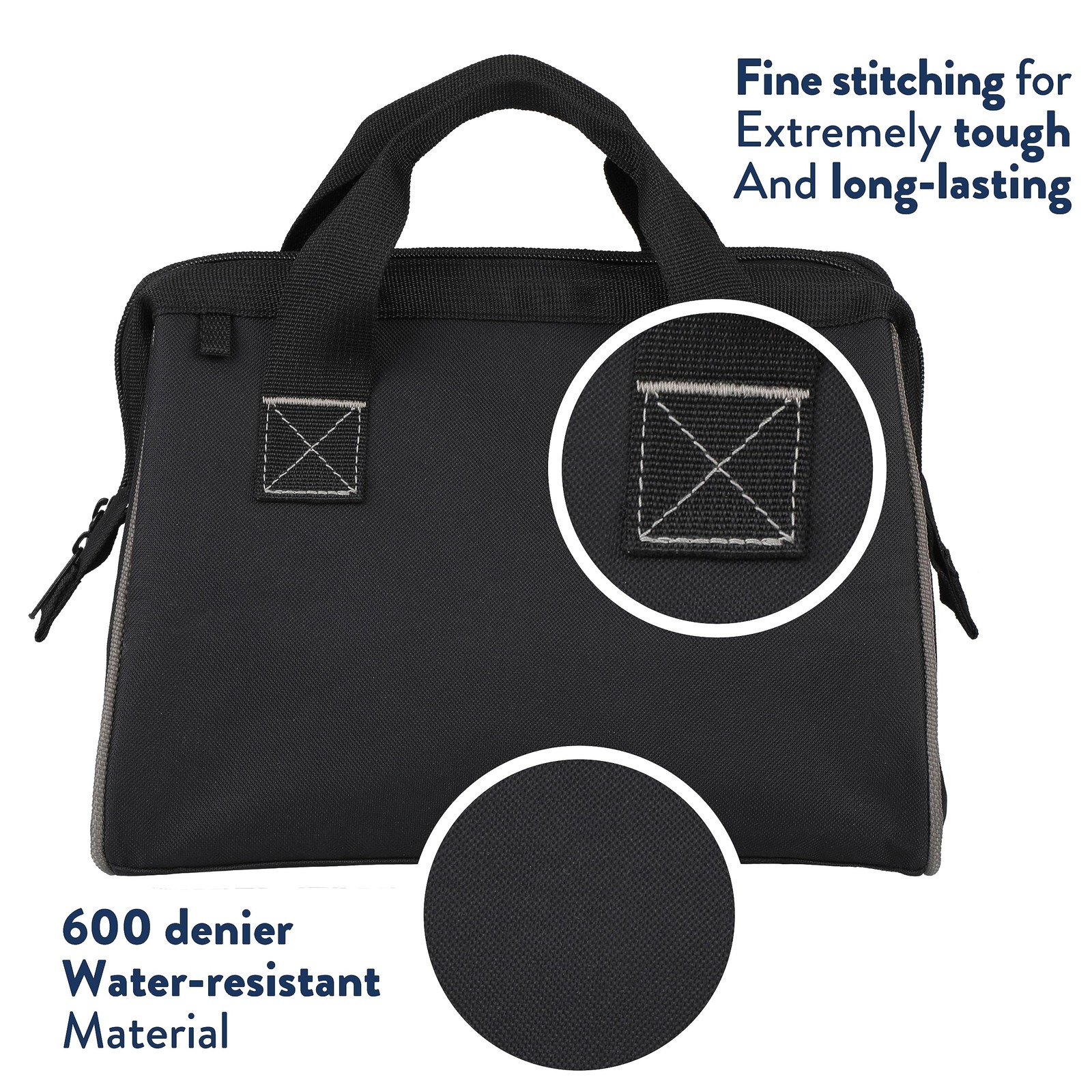 Bag 12 Inch Heavy Duty Tools Bag With 3 Large Pockets Adjustable Shouder Straps