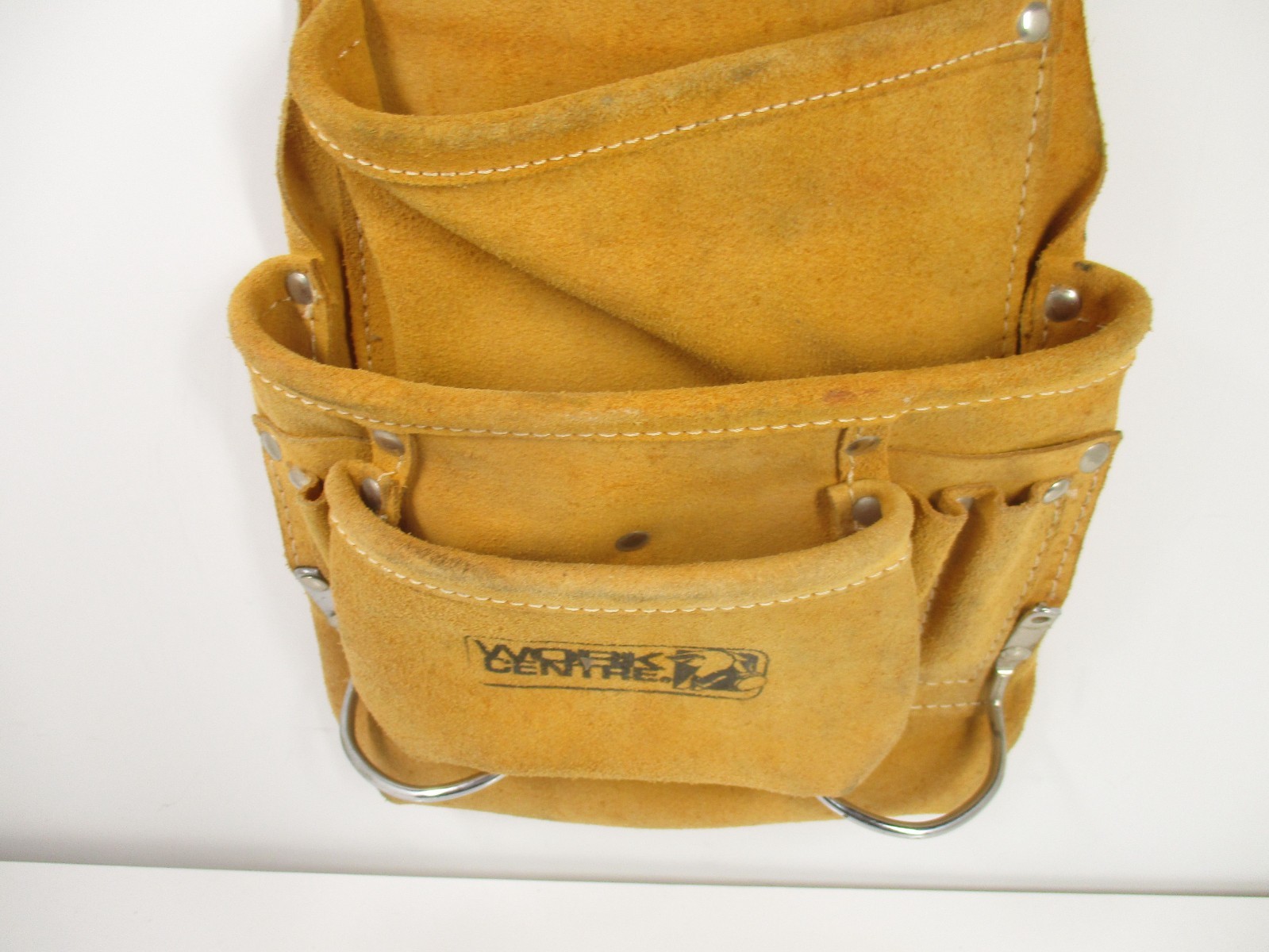 Work Center Suede Leather Carpenter’s Tool Belt 4 Tiers, 7 Pockets, 2 Hammer Loo