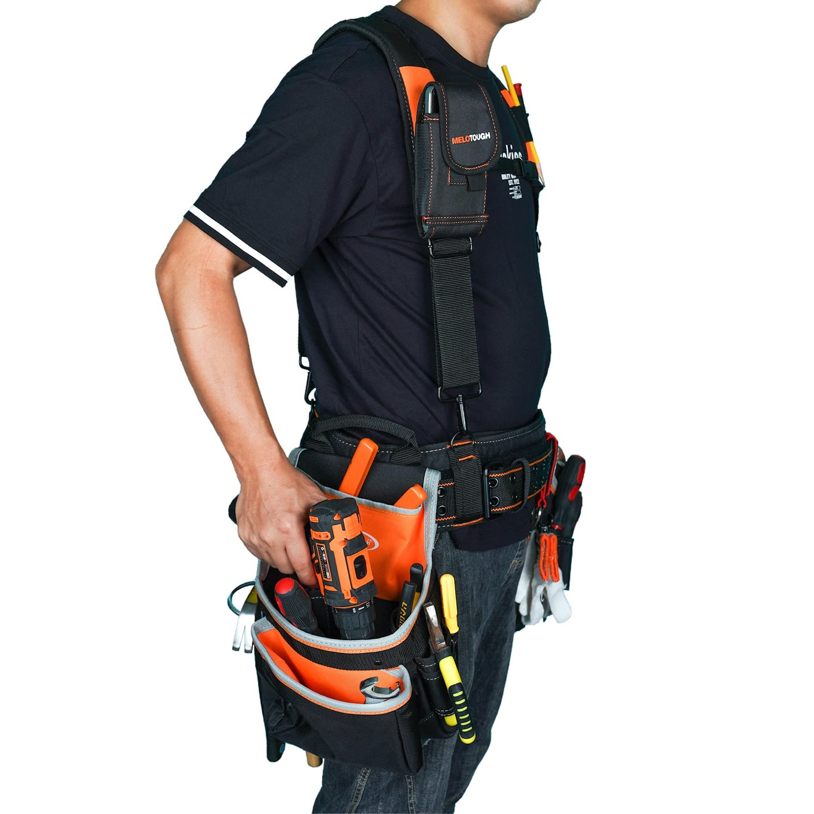 Framer Combo System Tool Belt with Suspenders Construction Tool Pouch Builder…