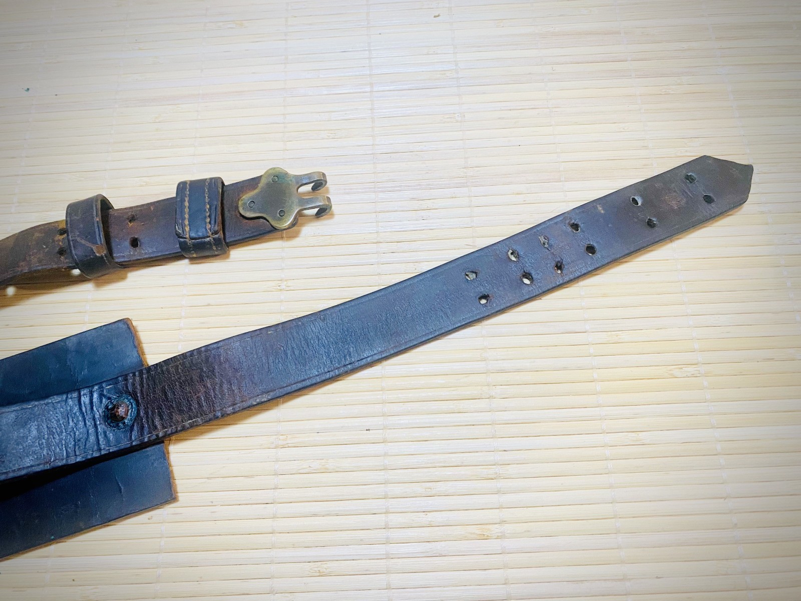 Vintage Antique Lifting Belt — Brass Buckle — Waist Large: 35-1/2” — 39-1/2”