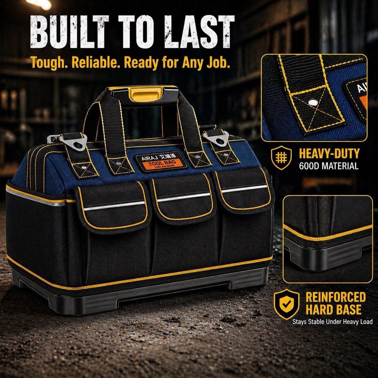 Heavy Duty Waterproof Tool Bag 13-18″ 1680D Oxford Electrician Organizer Tote
