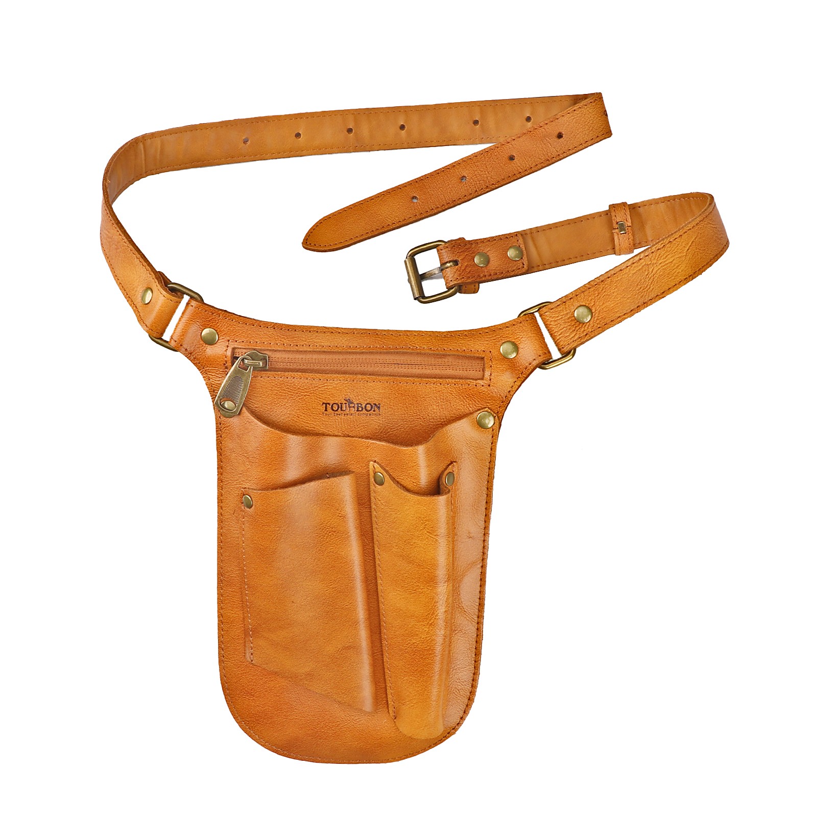 TOURBON Leather Gardening Belt Florist Bag Organizer Phone Case Gift for Her