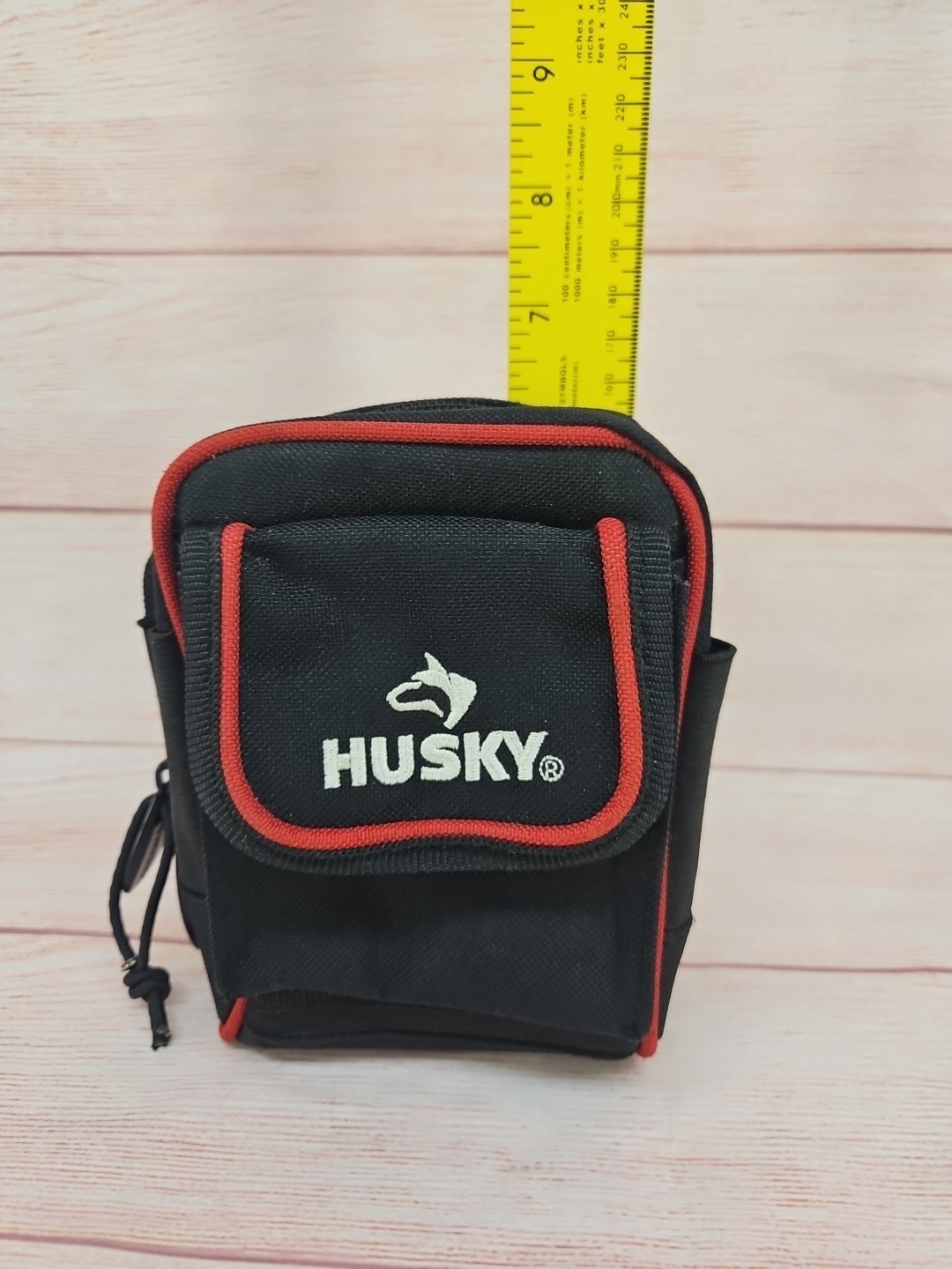 Husky 4.5 in. Clip-On Tool Belt Pouch | 3 Pockets | Durable 600D Polyester