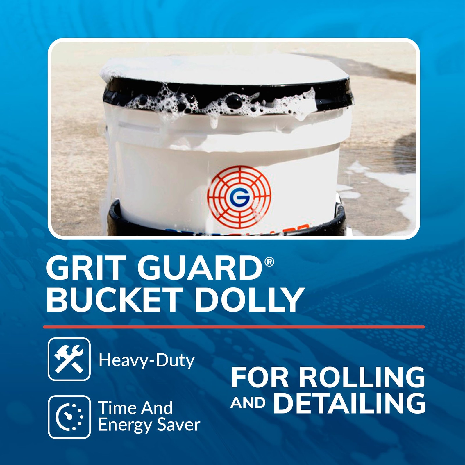 GRIT GUARD Bucket Dolly with Wheels – Rolling Detailing Wash Bucket with 5 Wh…