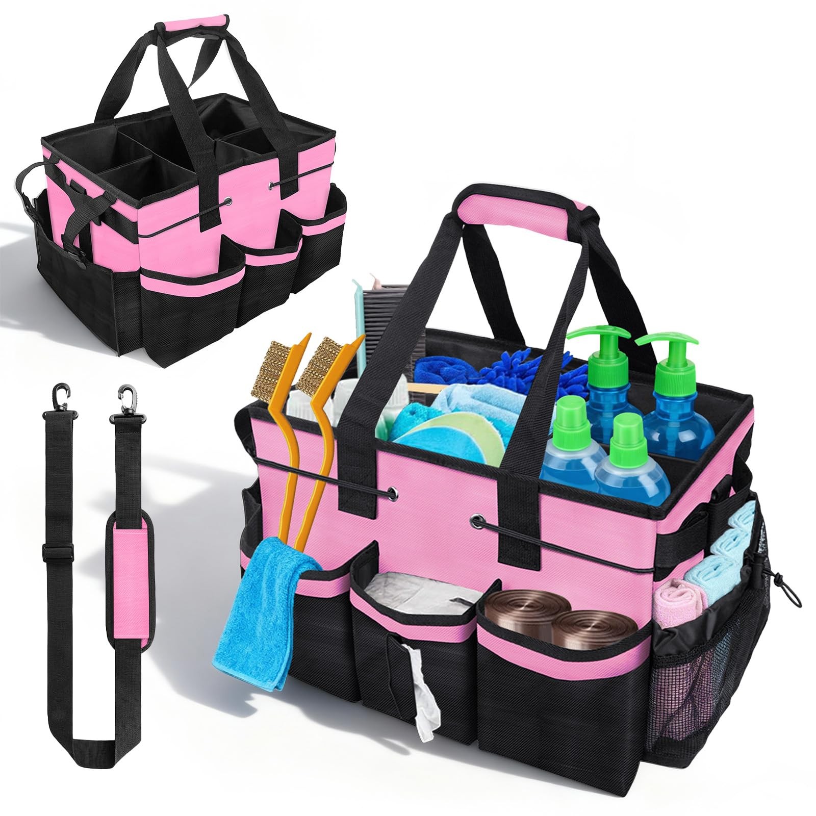 Large Cleaning Caddy Bag – 15″ x 10.5″ x 9″ Heavy-Duty Organizer Tote for Hou…