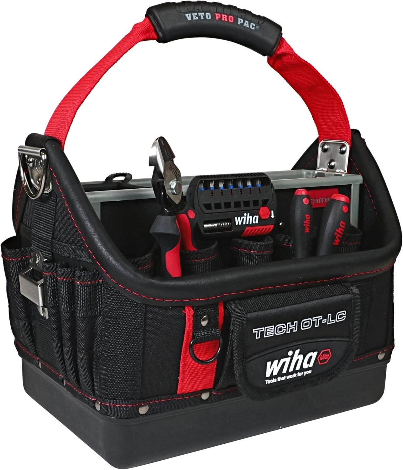Wiha 91239 11 Piece Veto RedStripe TECH OT-LC Open Tote Tool Kit