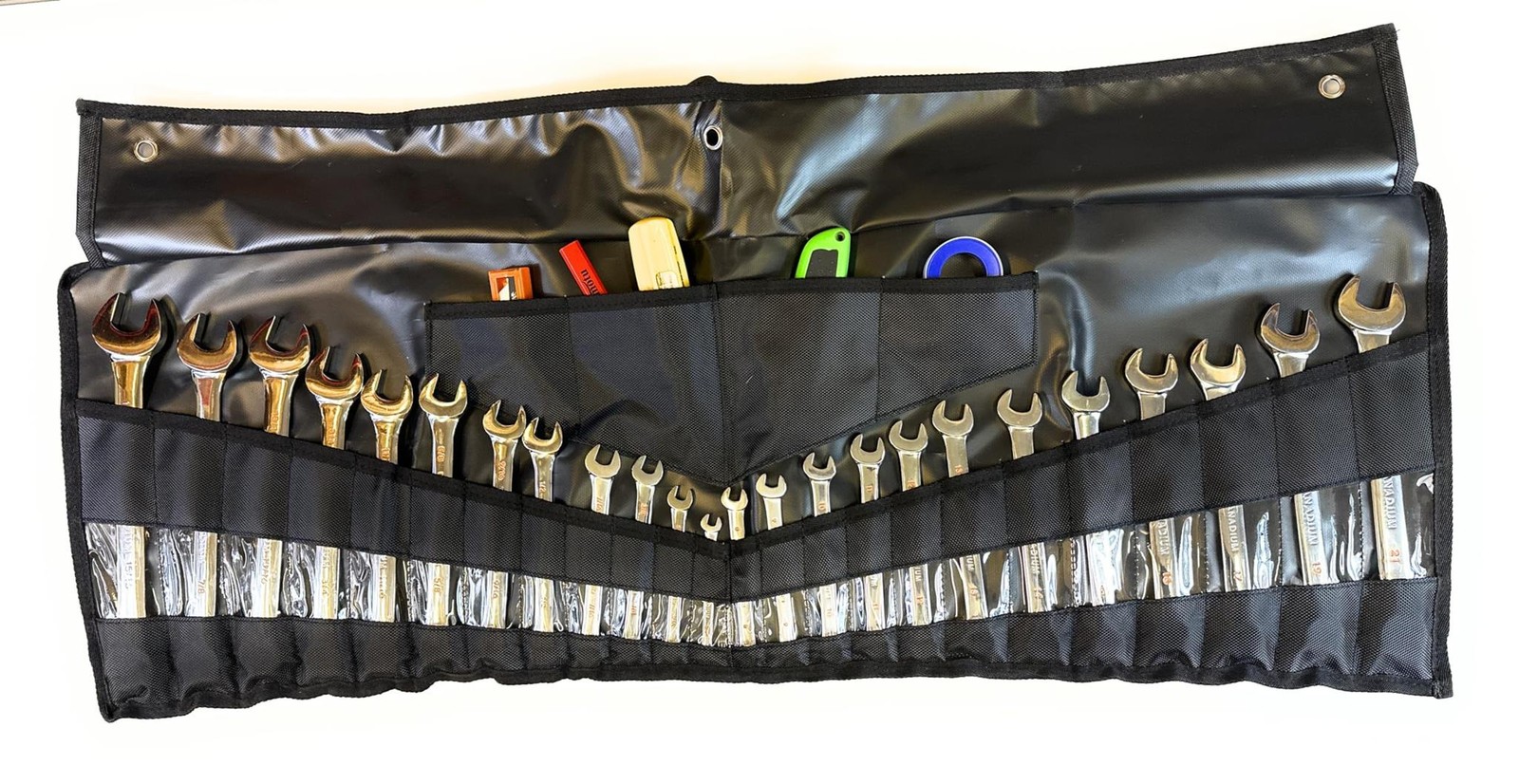 Wrench Roll Up Pouch – Wrench Organizer & Tool Holder, One Side for 12 SAE and A