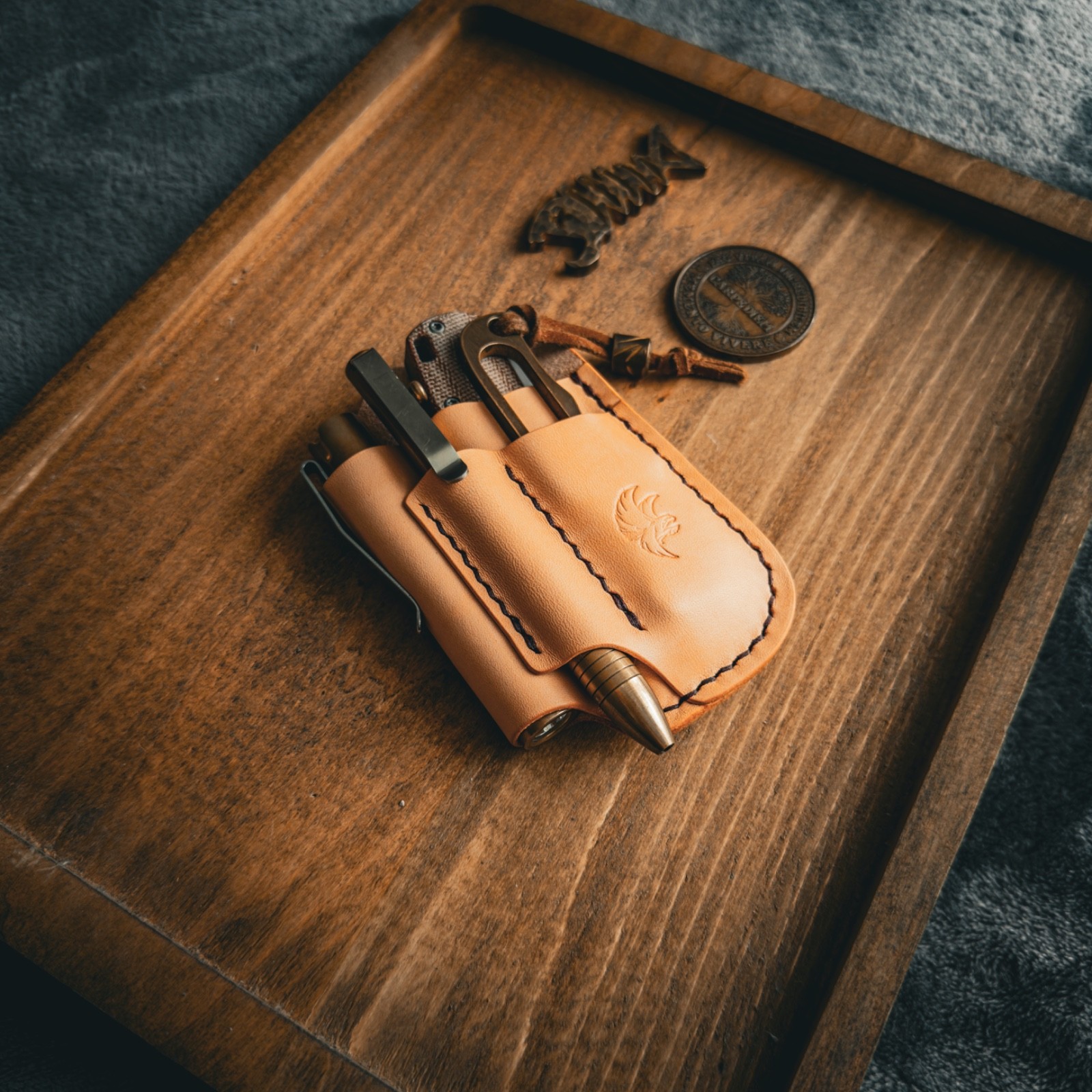 Handmade Natural Leather Edc Pocket Organizer, Leather Edc Pouch