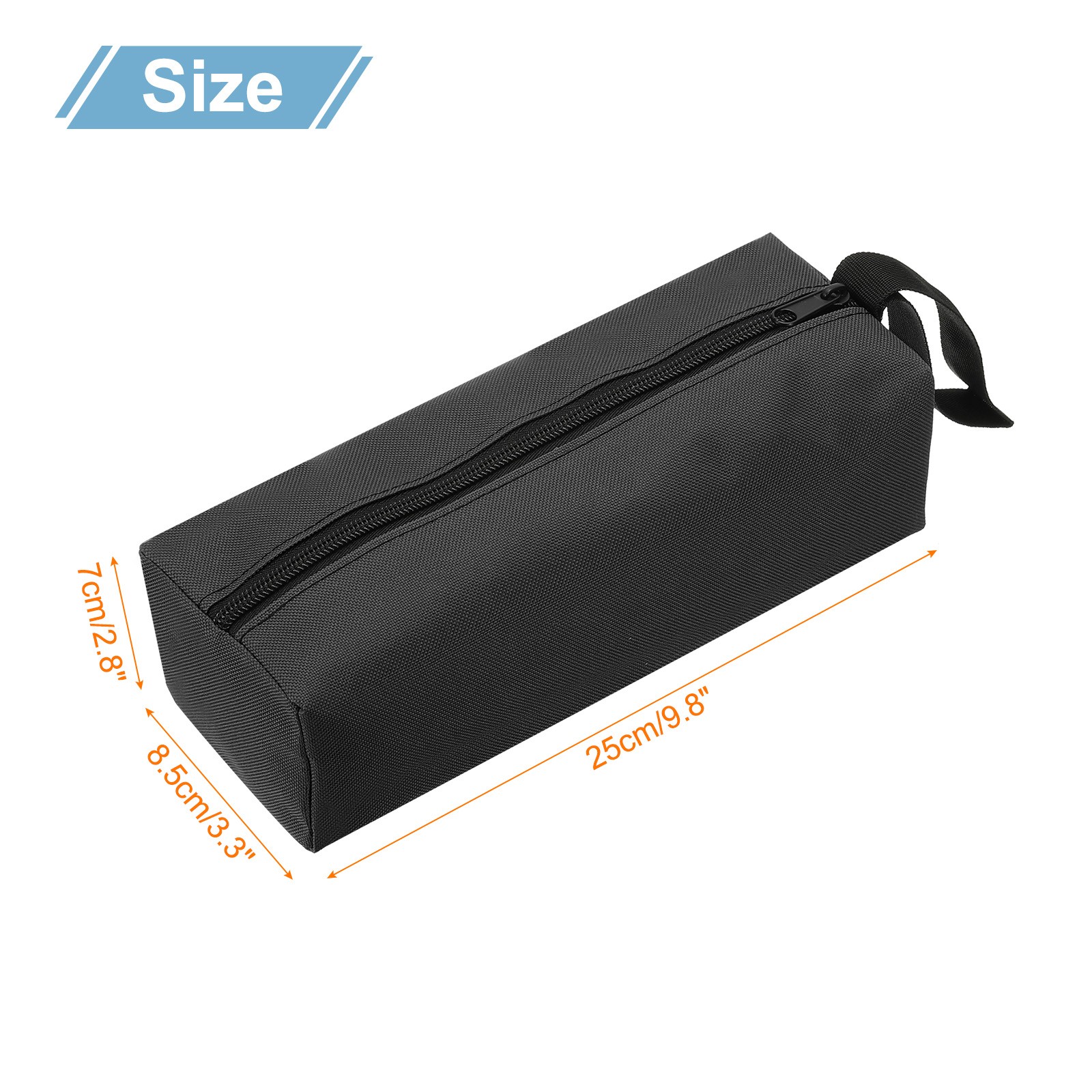 Zipper Utility Tool Bag 9.8×3.3×2.8 Inch Multi-purpose Tote Bag Black