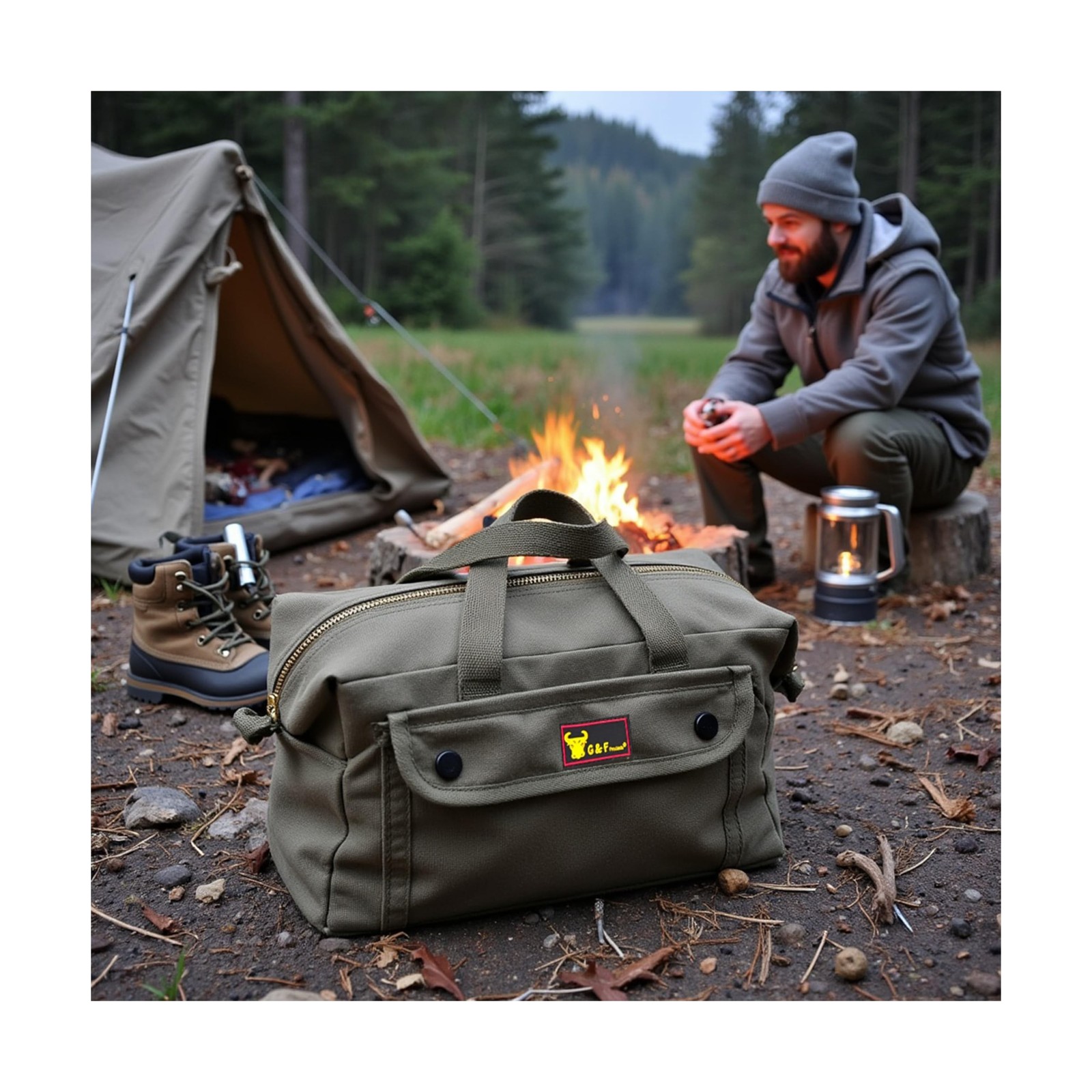 Waxed Canvas All Purpose Military Style Duffle Bag, Water-Resistant, Adjustab…