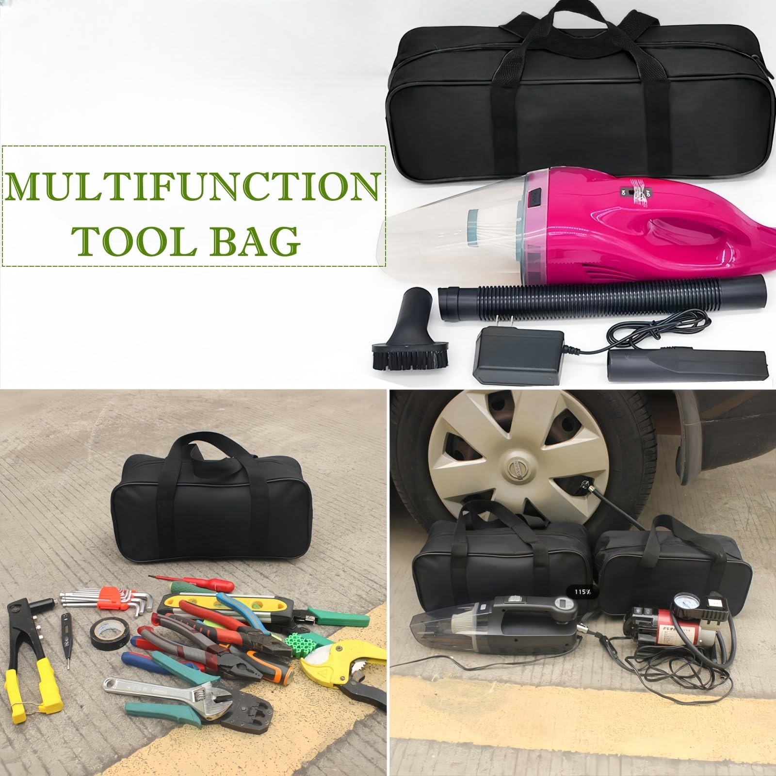 BLIRITEL Wide Mouth Tool Bag, Waterproof Oxford Electrician Tool Bag, Large Capa