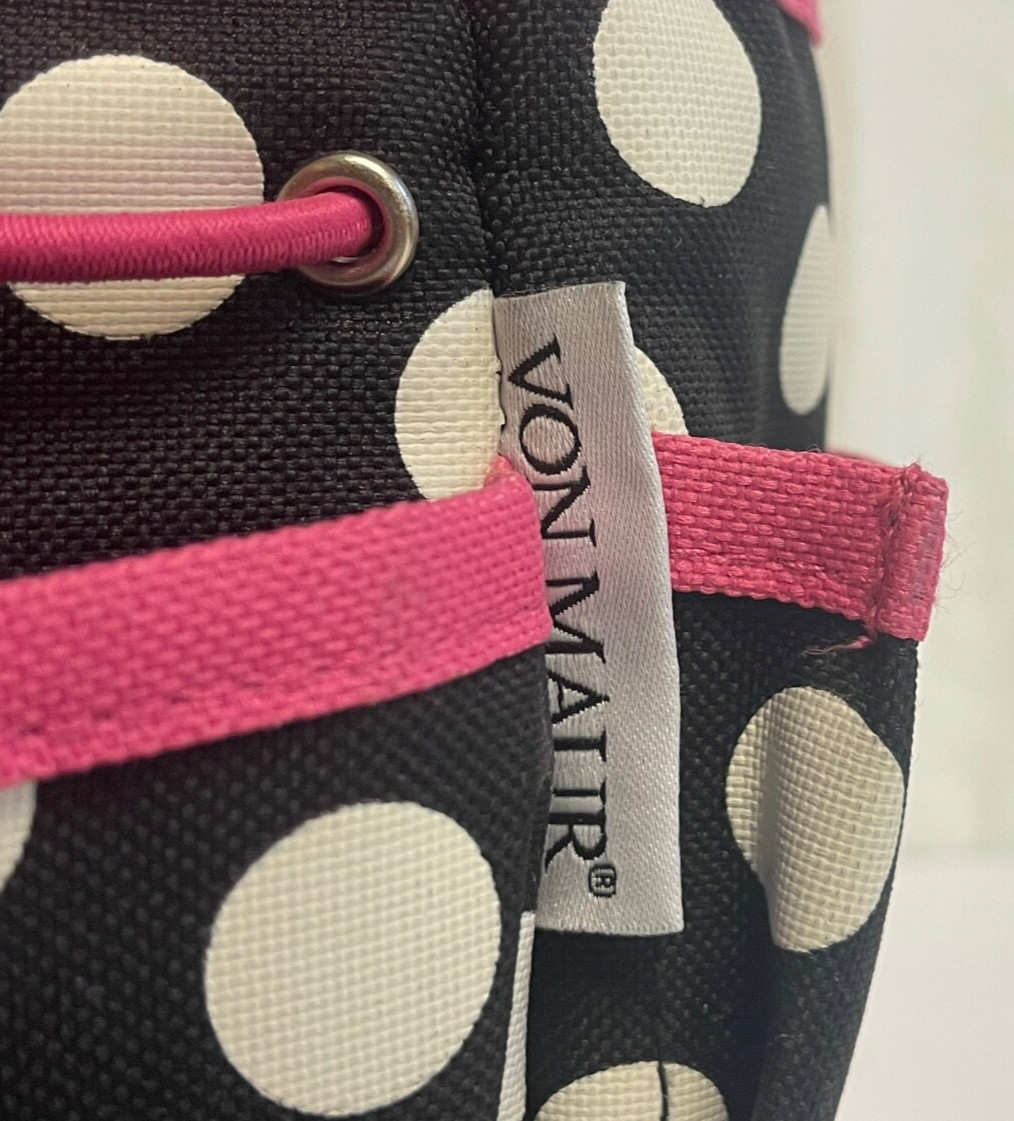 Von Maur Tool Bag – Pink with Black & White Polka Dots