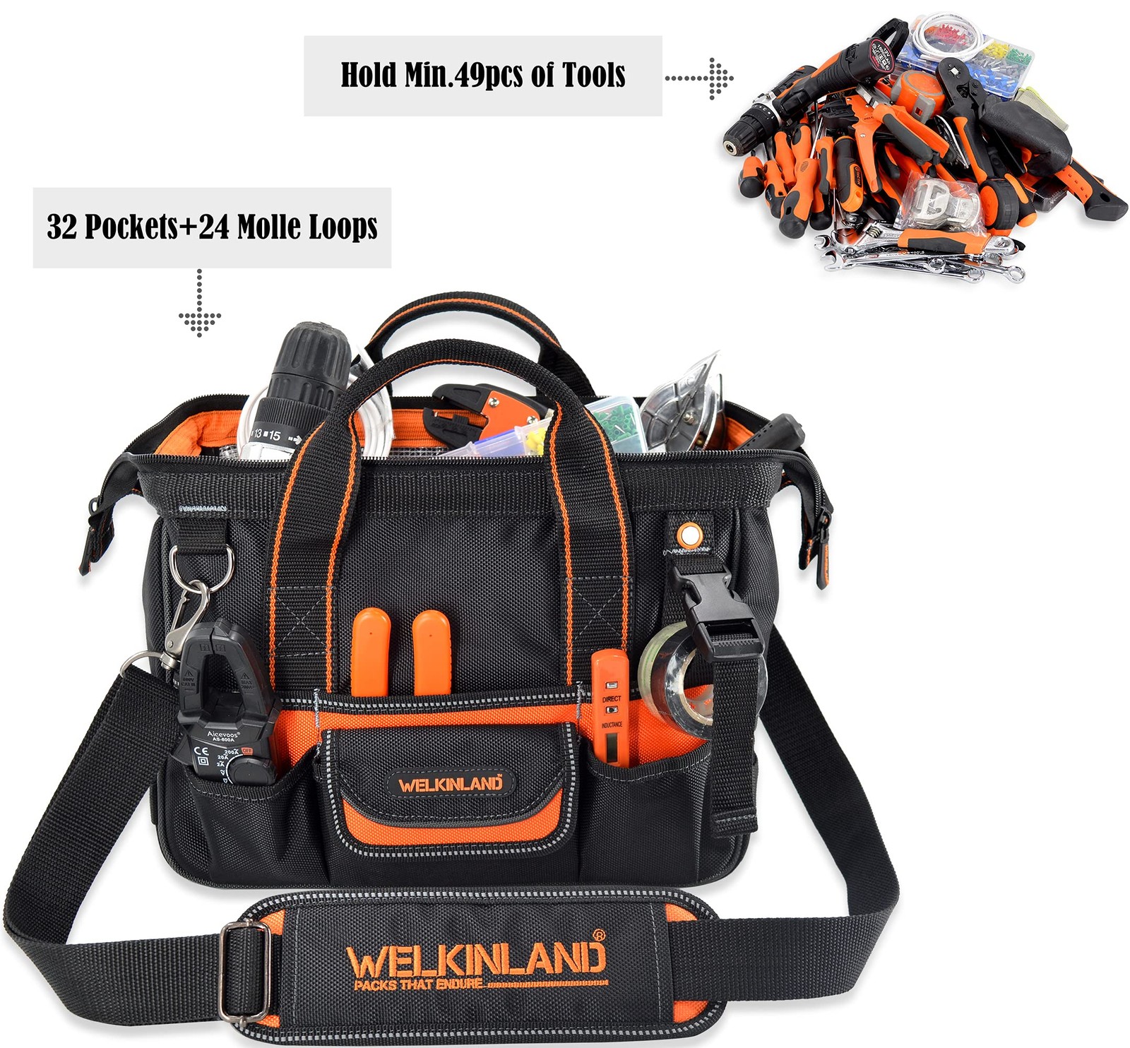 WELKINLAND 13-Inch Small tool bag, Electrician tool bag, Electrical tools bag, H