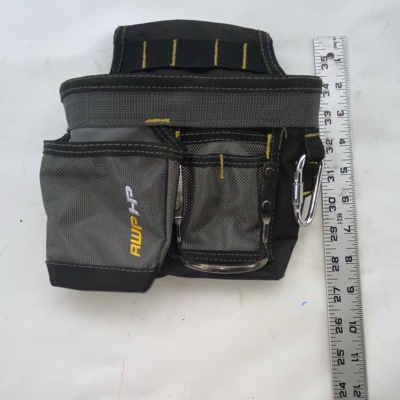 AWP HP Gray/Black/Yellow Tool Pouch Medium w/ Metal Clip, Carabiner