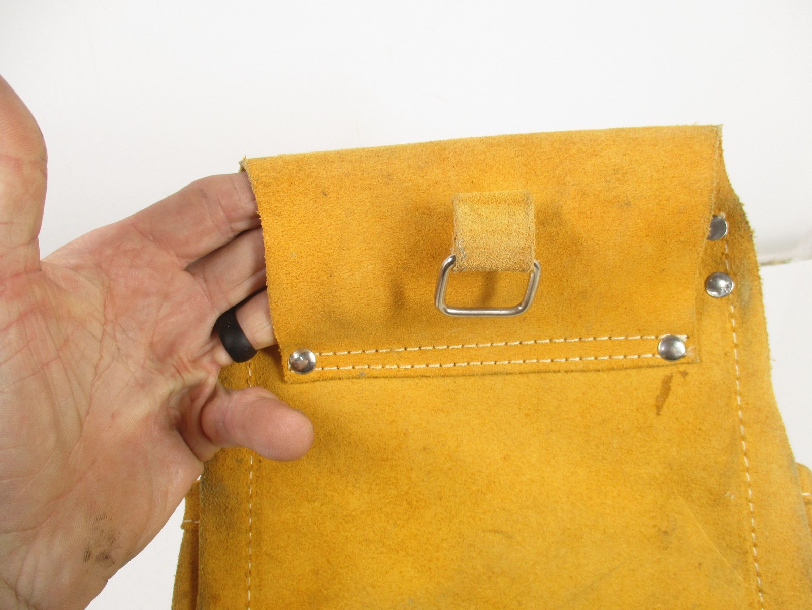 Work Center Suede Leather Carpenter’s Tool Belt 4 Tiers, 7 Pockets, 2 Hammer Loo