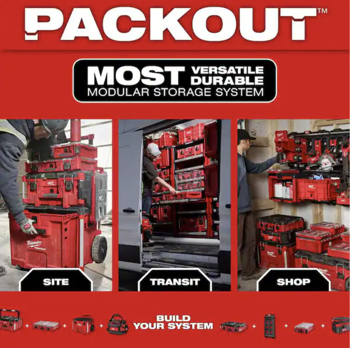 Milwaukee PACKOUT 15 in Tool Bag Tote Red Black 1680D Ballistic