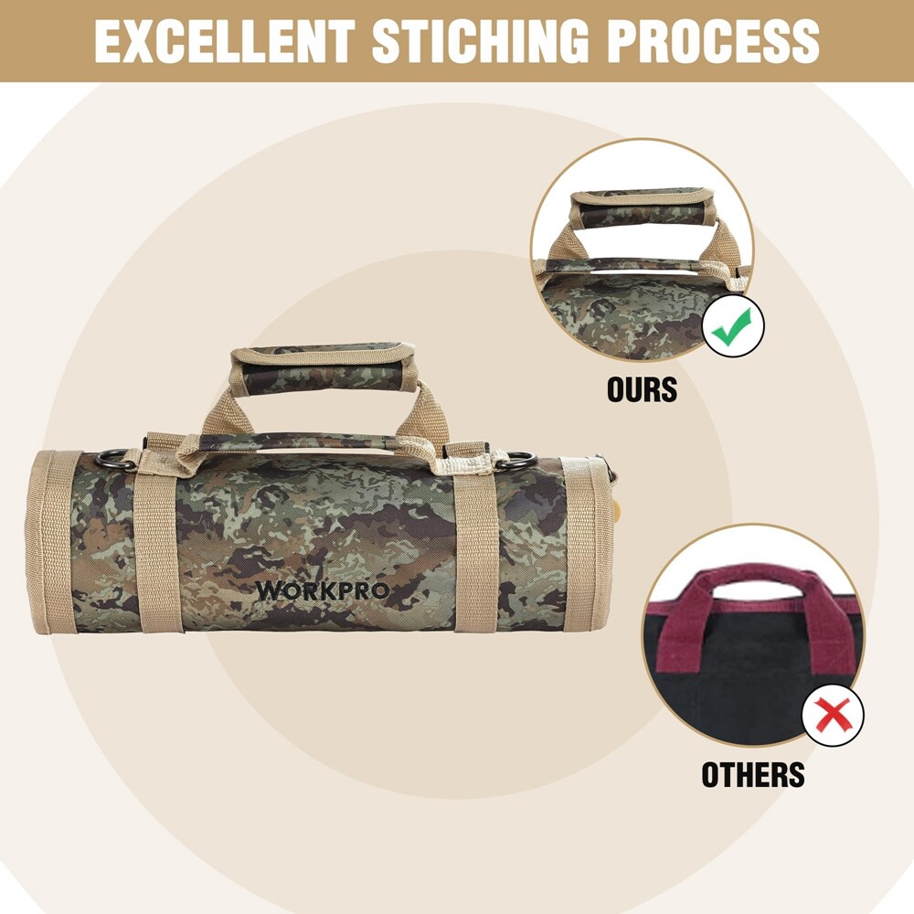 WORKPRO Roll Up Tool Bag Heavy Duty Tool Organizer 6 Pockets Tool Roll Organizer