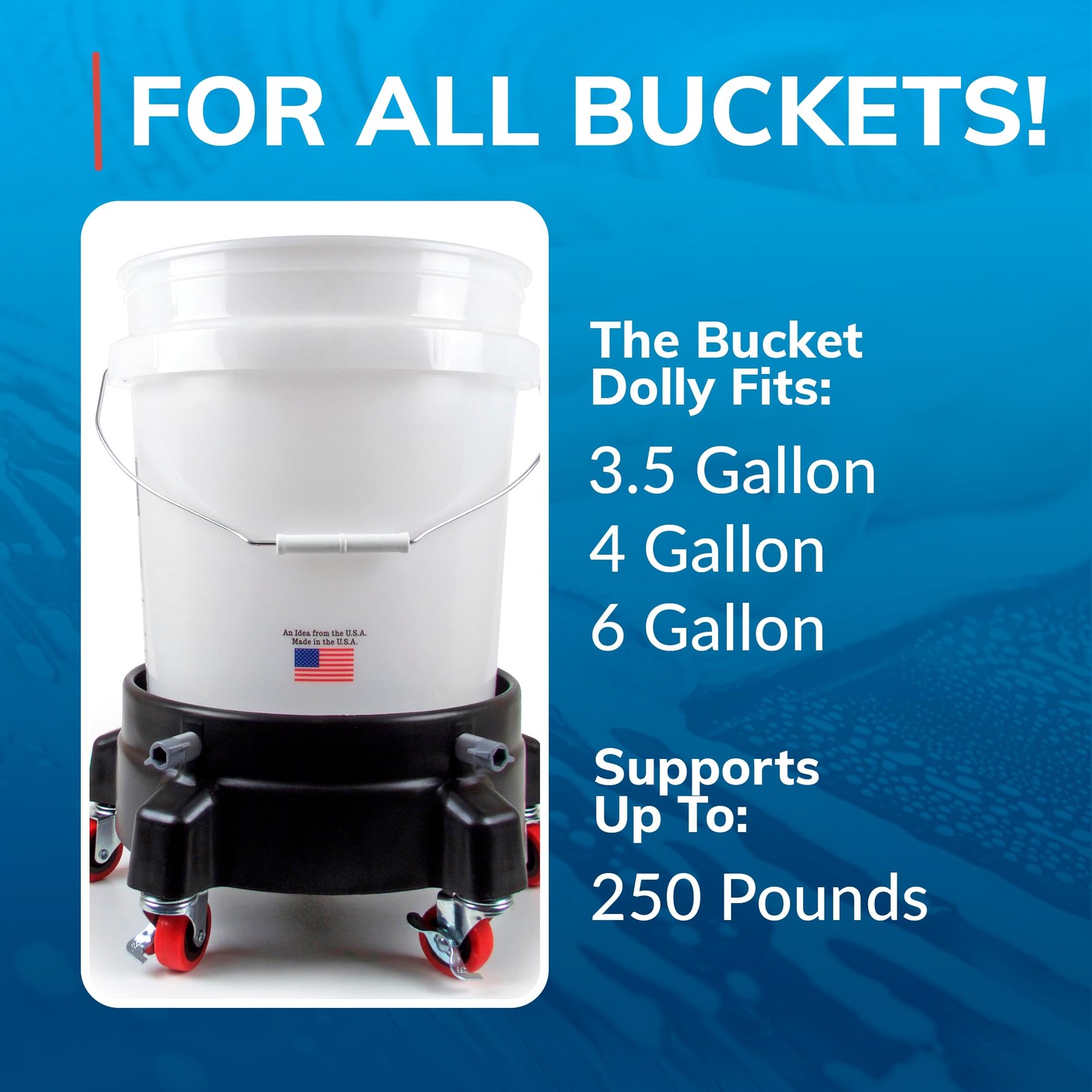 GRIT GUARD Bucket Dolly with Wheels – Rolling Detailing Wash Bucket with 5 Wh…