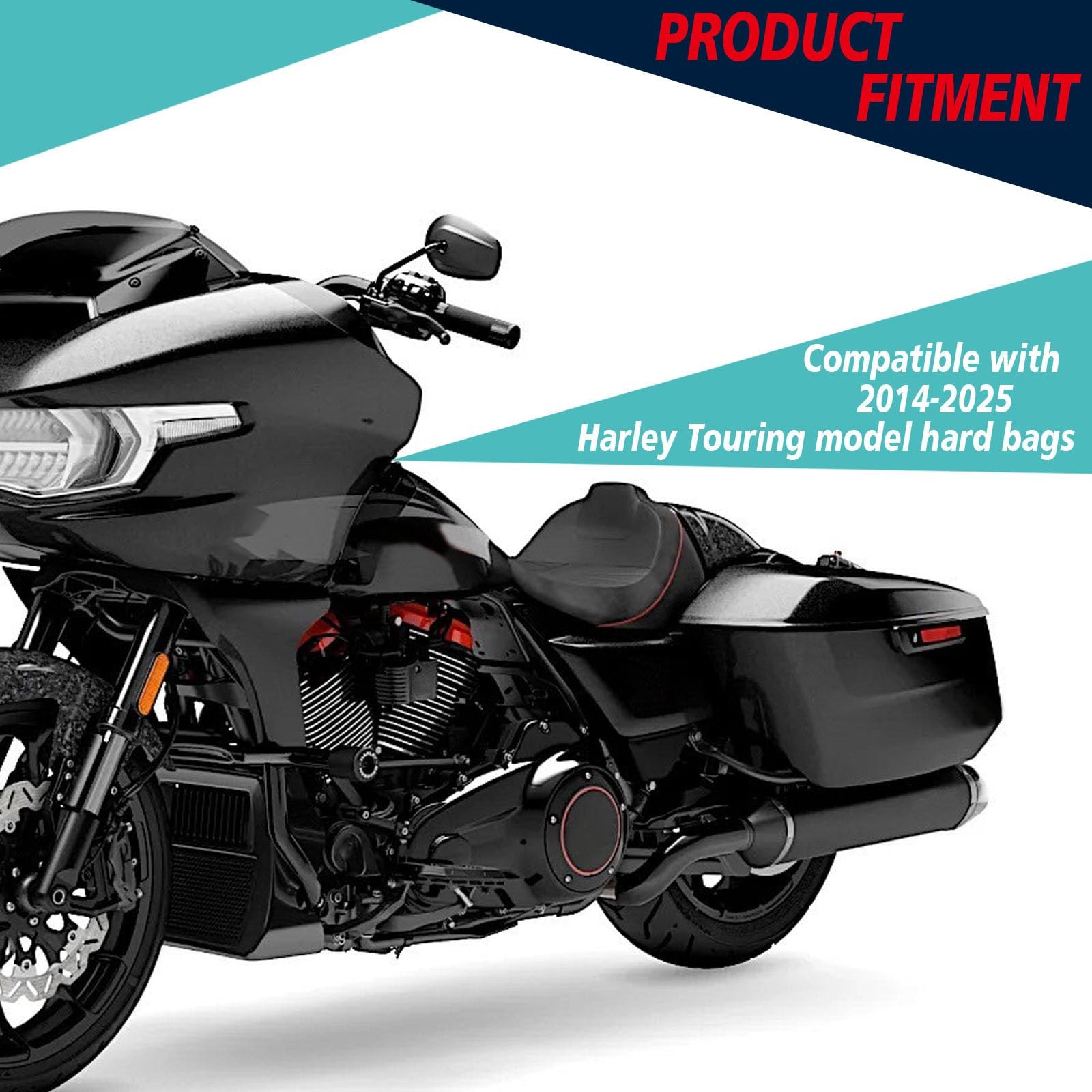 YHMOTO Motorcycle Touch Opening Saddlebag Black Latch Lids Hardware Cover Hin…