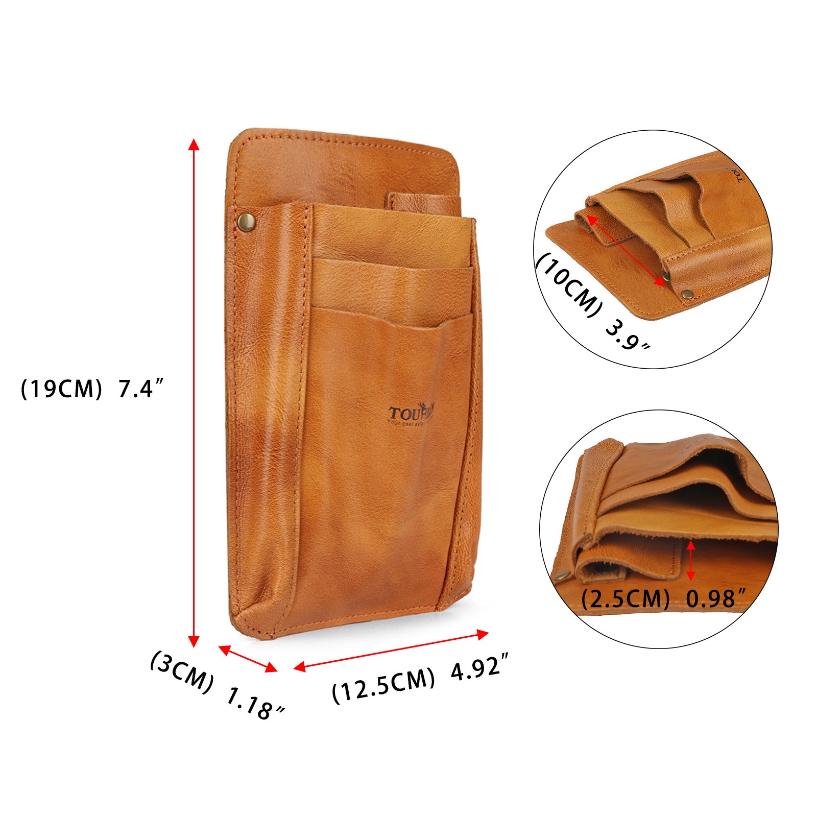 TOURBON Leather Garden Tools Organizer Belt Pouch Florists Crossbody Bag Women
