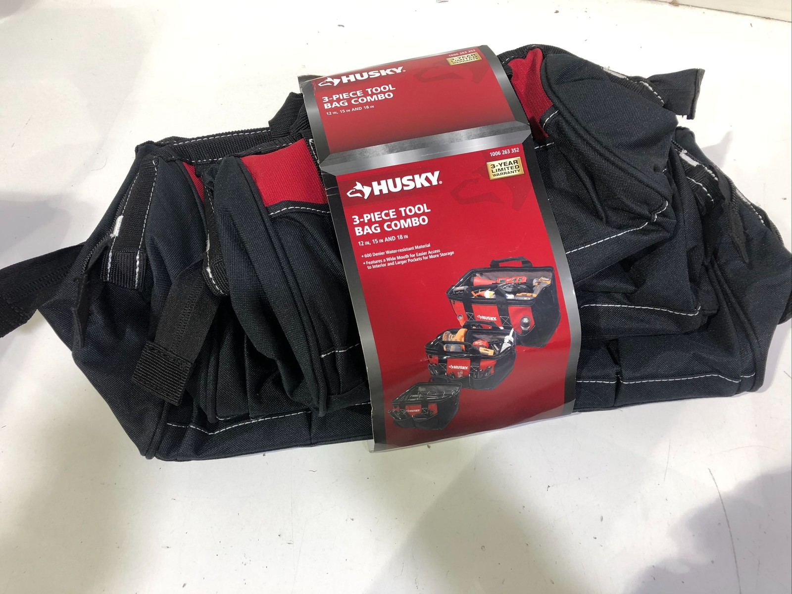 Husky 18 in., 15 in. and 12 in. Tool Bag Combo New